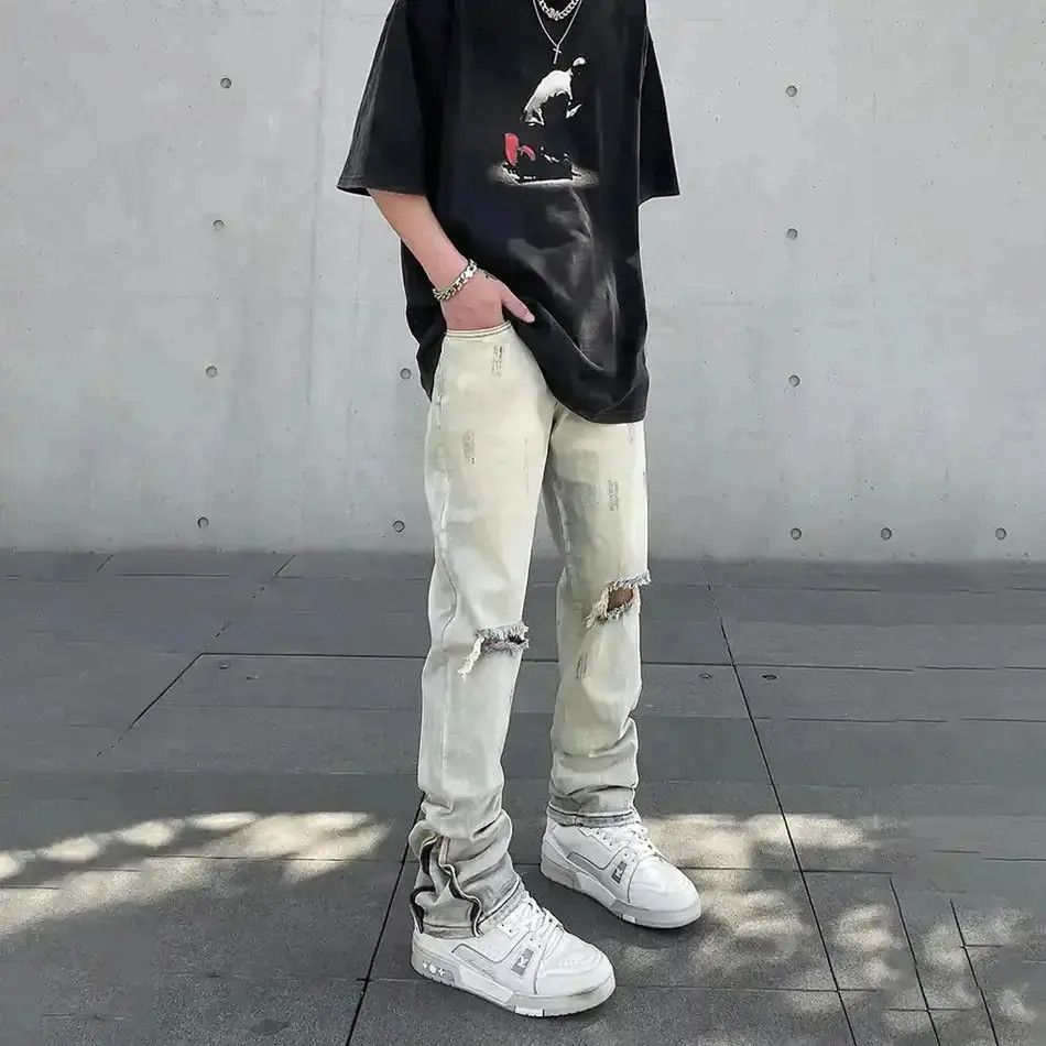 Japanese Brand Ripped Skinny Jeans Men Y2k High Street Fashion Size US 32 / EU 48 - 1 Thumbnail
