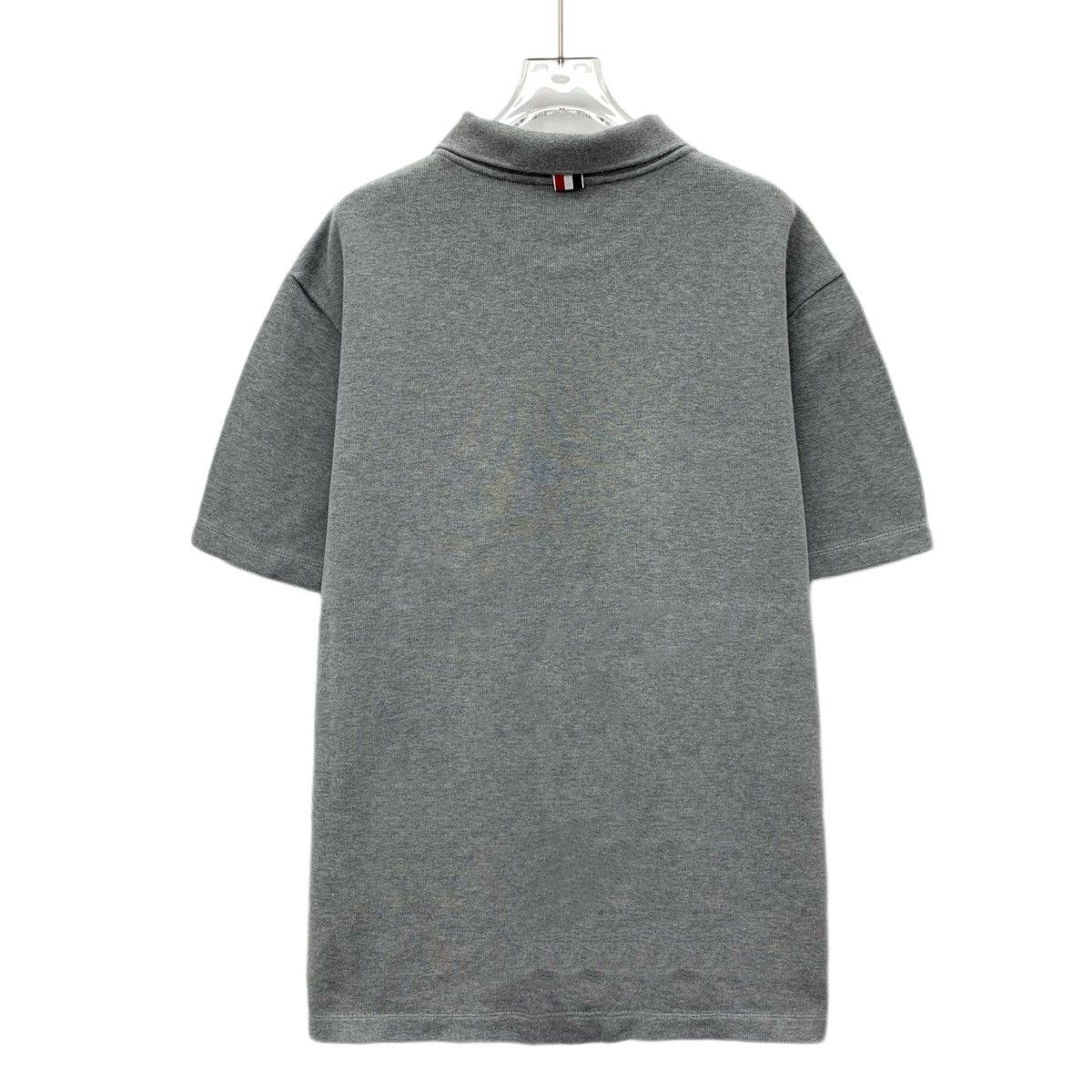 Thom Browne THOM BROWNE Gray Striped Cotton Short Sleeve Polo Shirt Size US L / EU 52-54 / 3 - 2 Thumbnail