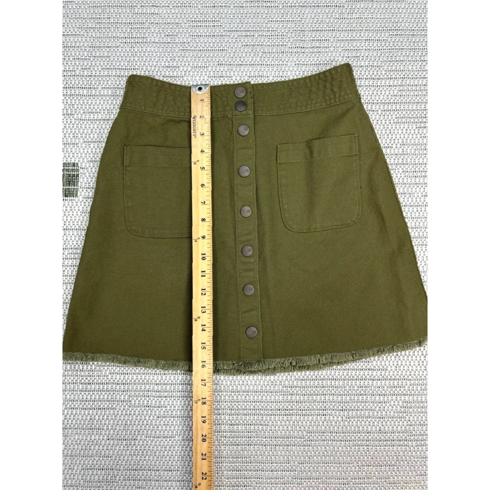 Madewell Madewell Skirt A-Line Womens 2 Green Cotton Stretch Denim Snap Front New Size 26" / US 2 / IT 38 - 4 Thumbnail