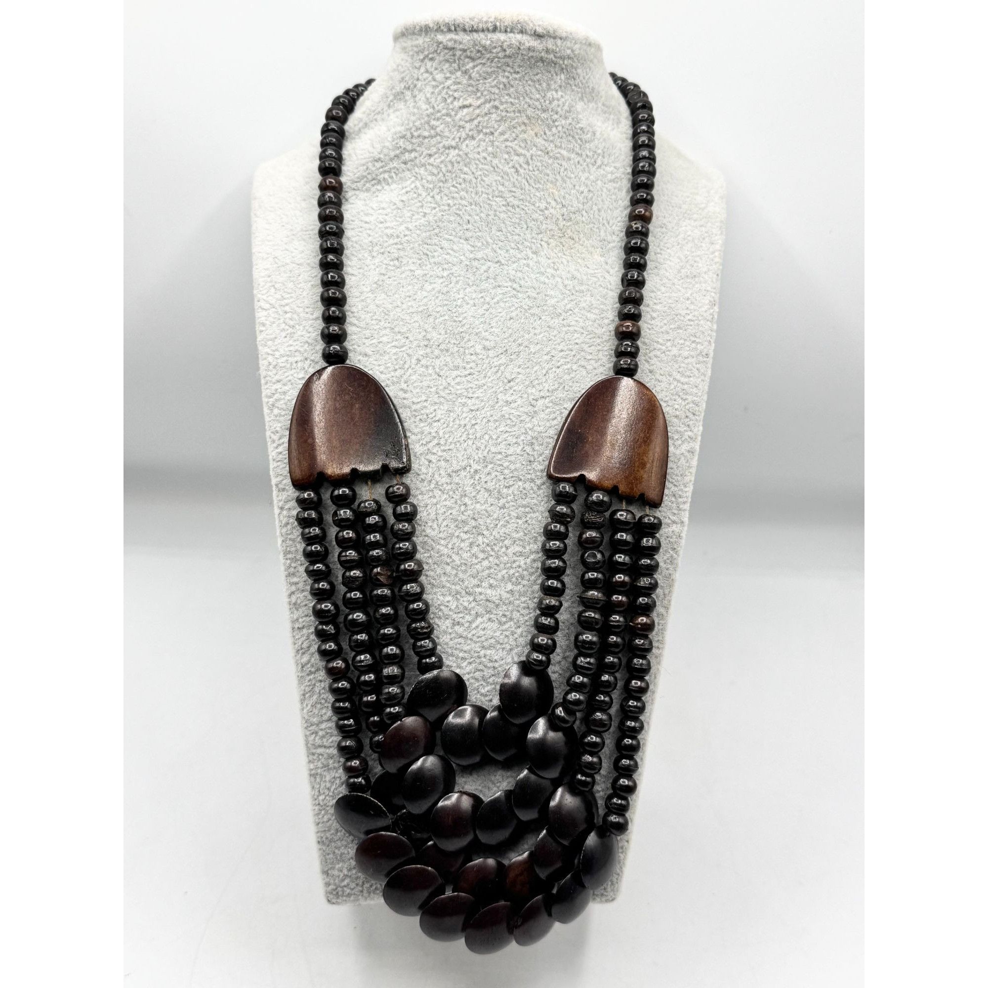 Vintage Vintage Wood Beaded Multi Strand Collar Necklace Size ONE SIZE - 2 Thumbnail