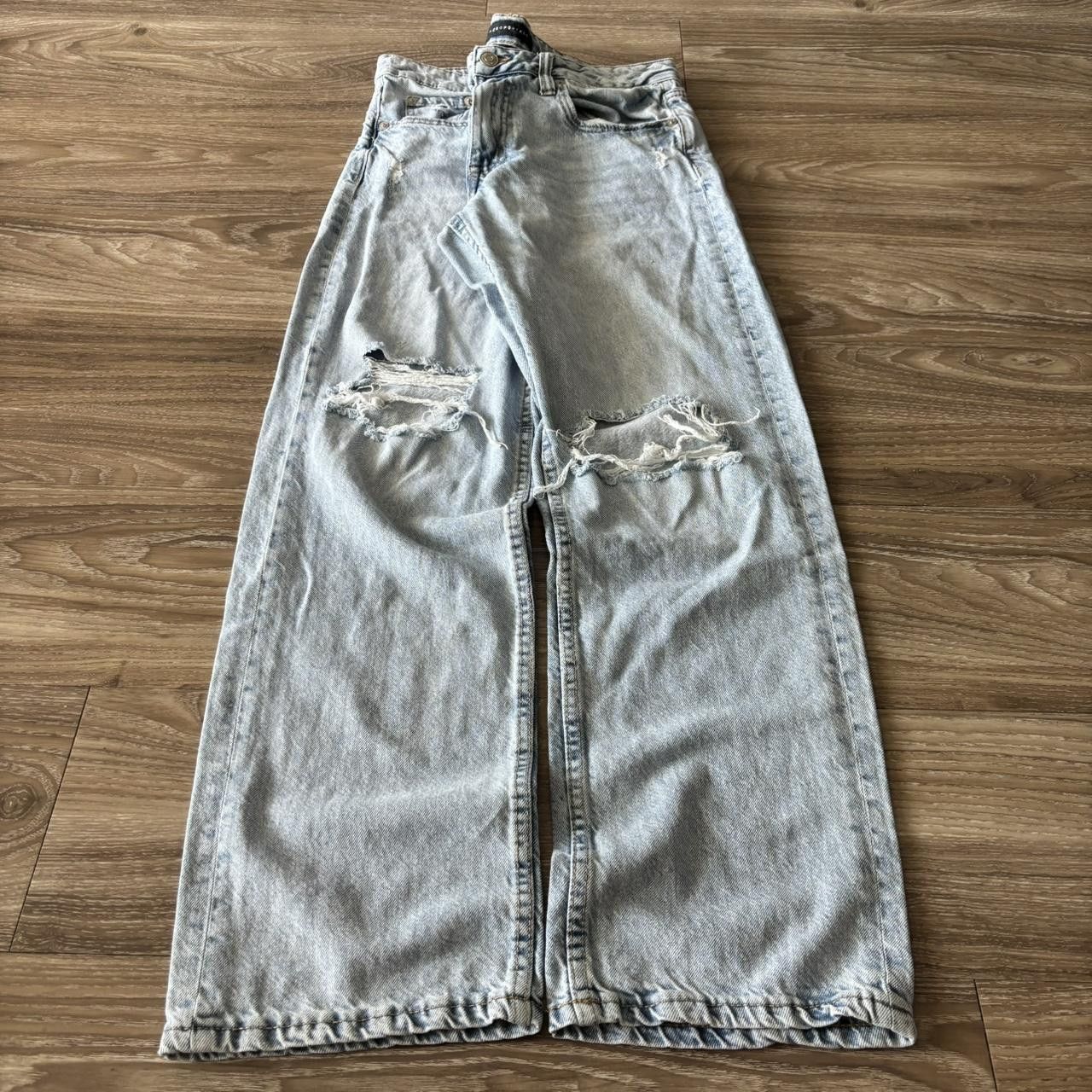 Aeropostale Crazy Vintage Y2K/2000s Aeropostale Light Wash Low Rise Baggy Denim Jeans! 33x31 Size US 33 - 3 Thumbnail