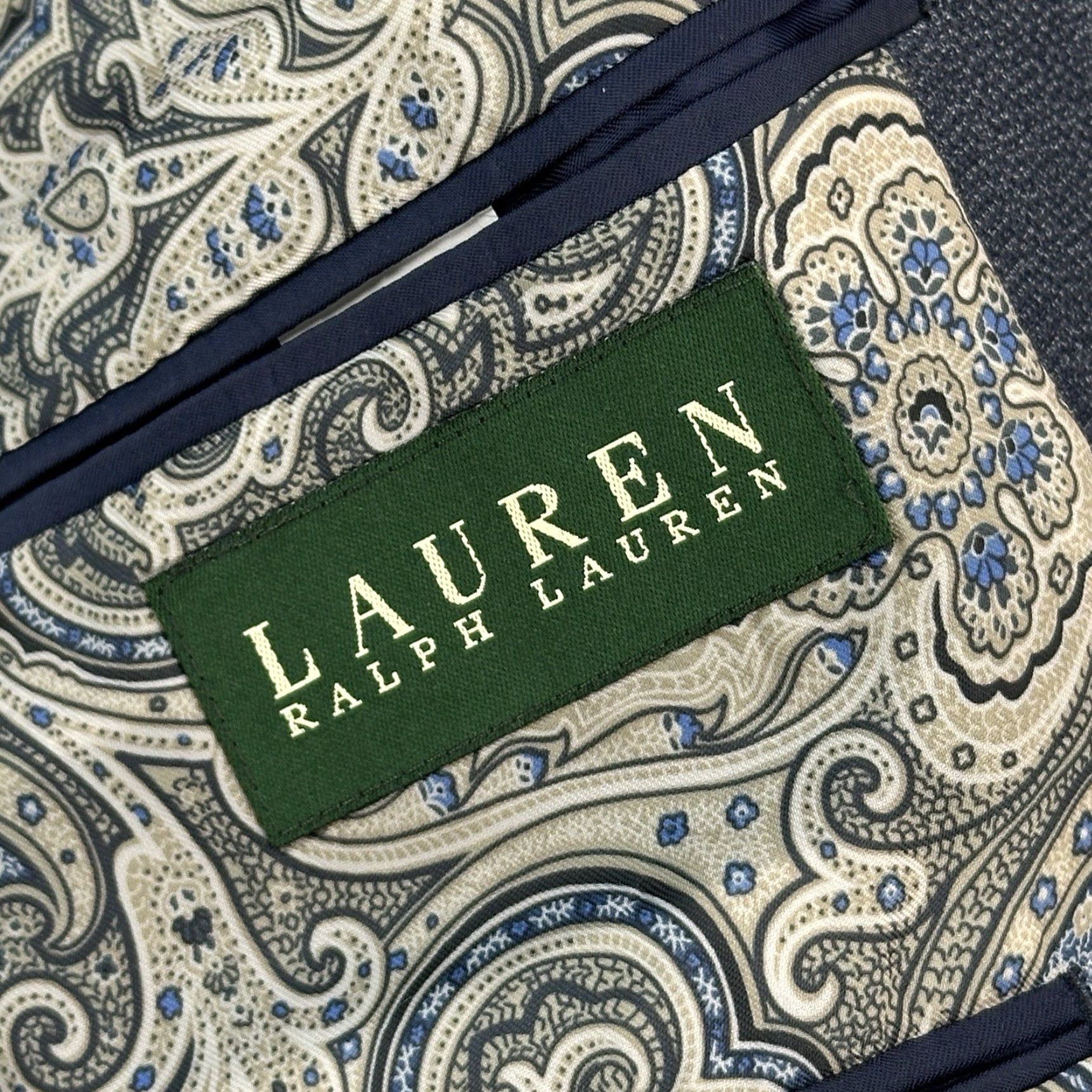 Ralph Lauren Lauren Ralph Lauren Blazer Mens 42L Blue Gray Sport Coat Jacket Paisley Lined Size 42R - 5 Thumbnail