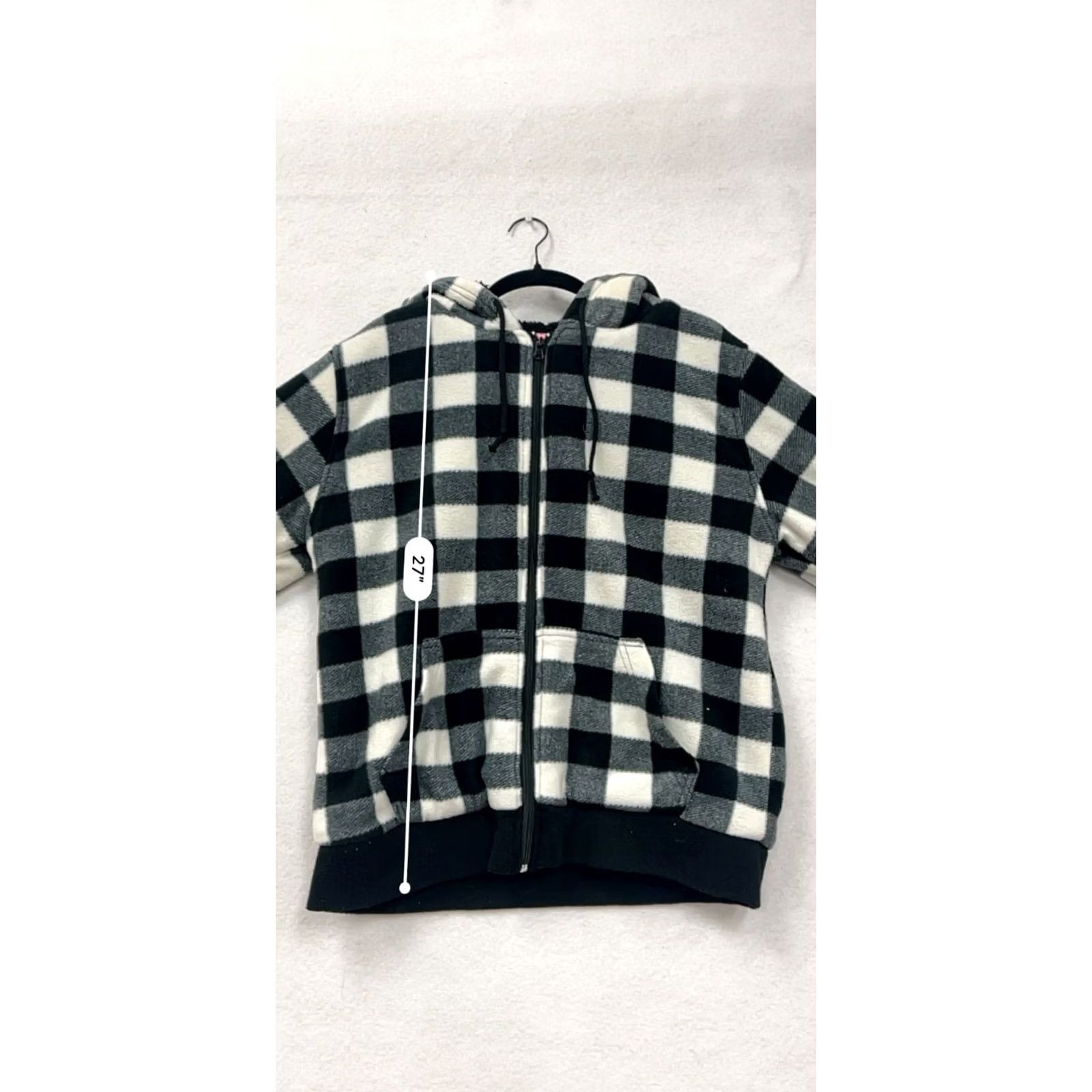 Vintage VINTAGE Womens Large Black & White Buffalo Plaid Zip-Up Hoodie Jacket #6879 Size L / US 10 / IT 46 - 6 Thumbnail