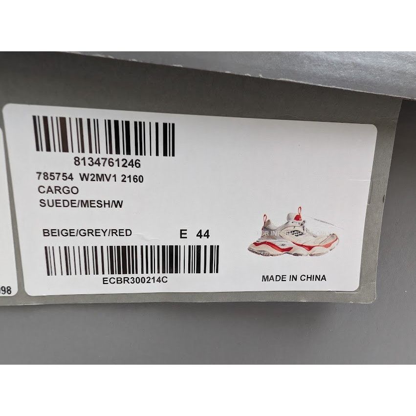 Balenciaga o1rshd1 Cargo Suede Low-Top Sneakers in Beige/Grey/Red Size US 11 / EU 44 - 24 Thumbnail