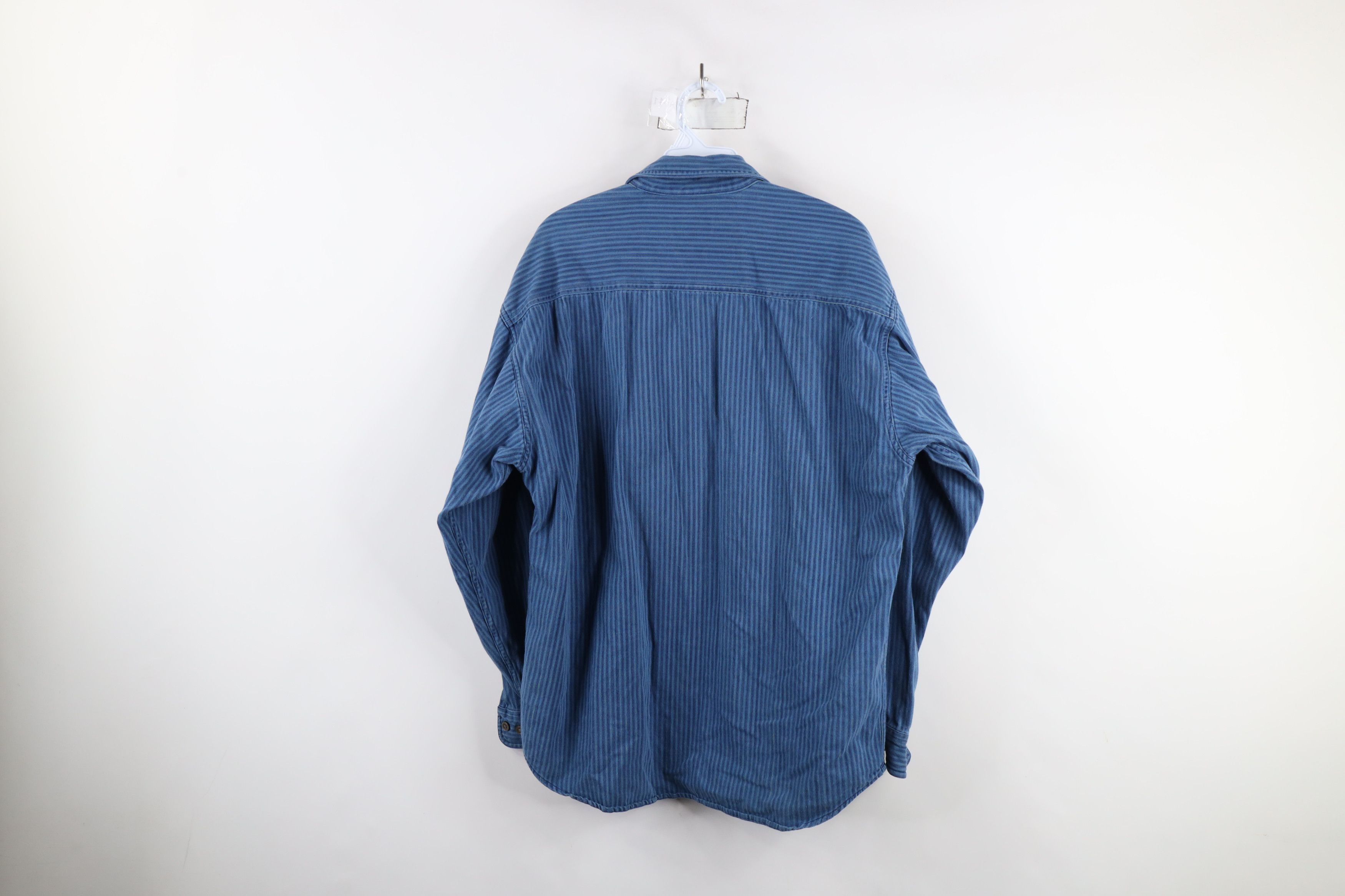 Vintage Vintage 90s Streetwear Denim Striped Button Shirt Blue Size US M / EU 48-50 / 2 - 9 Thumbnail