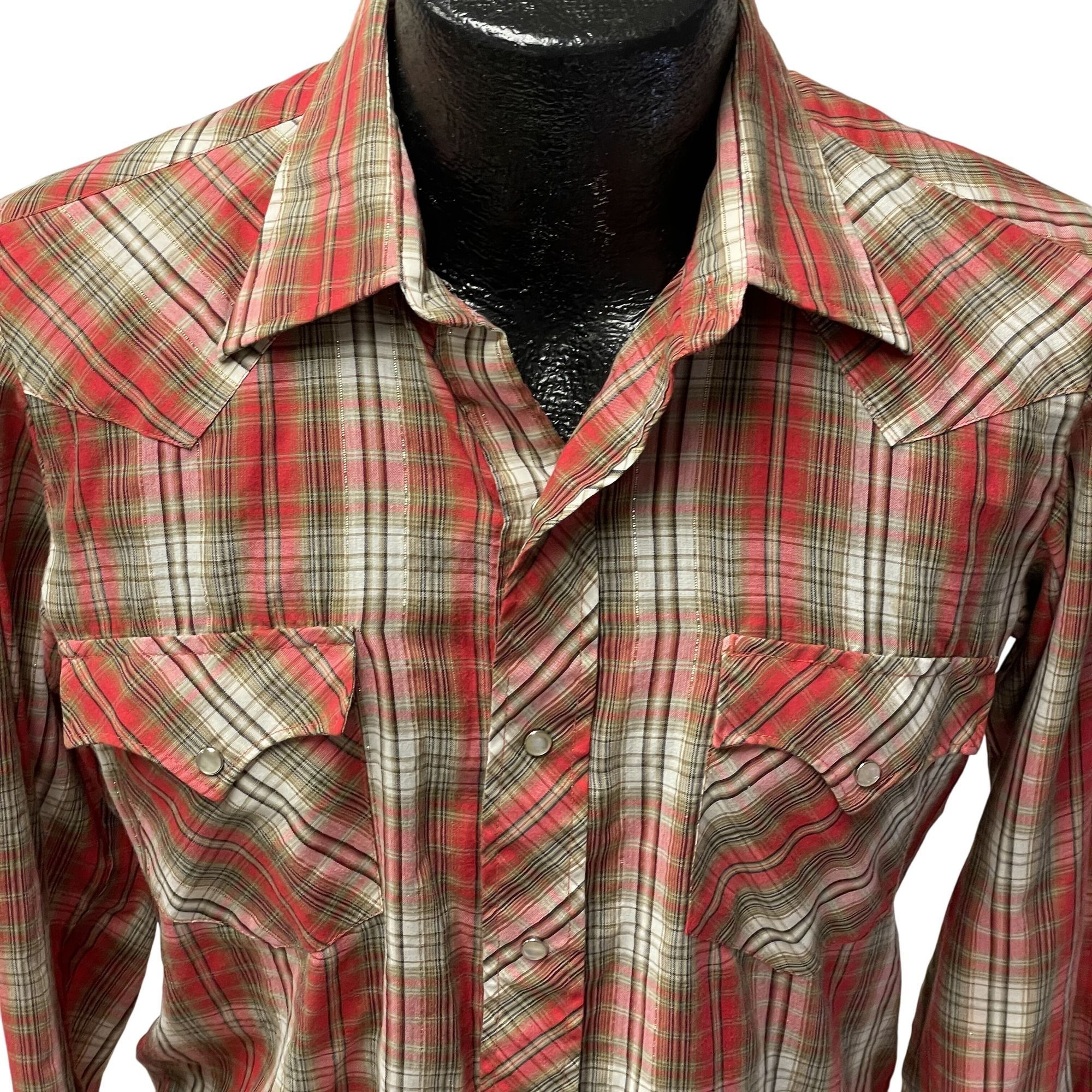 Other Vtg The Hustlers Red SPARKLE PLAID Cowboy Western Shirt Size US S / EU 44-46 / 1 - 4 Thumbnail