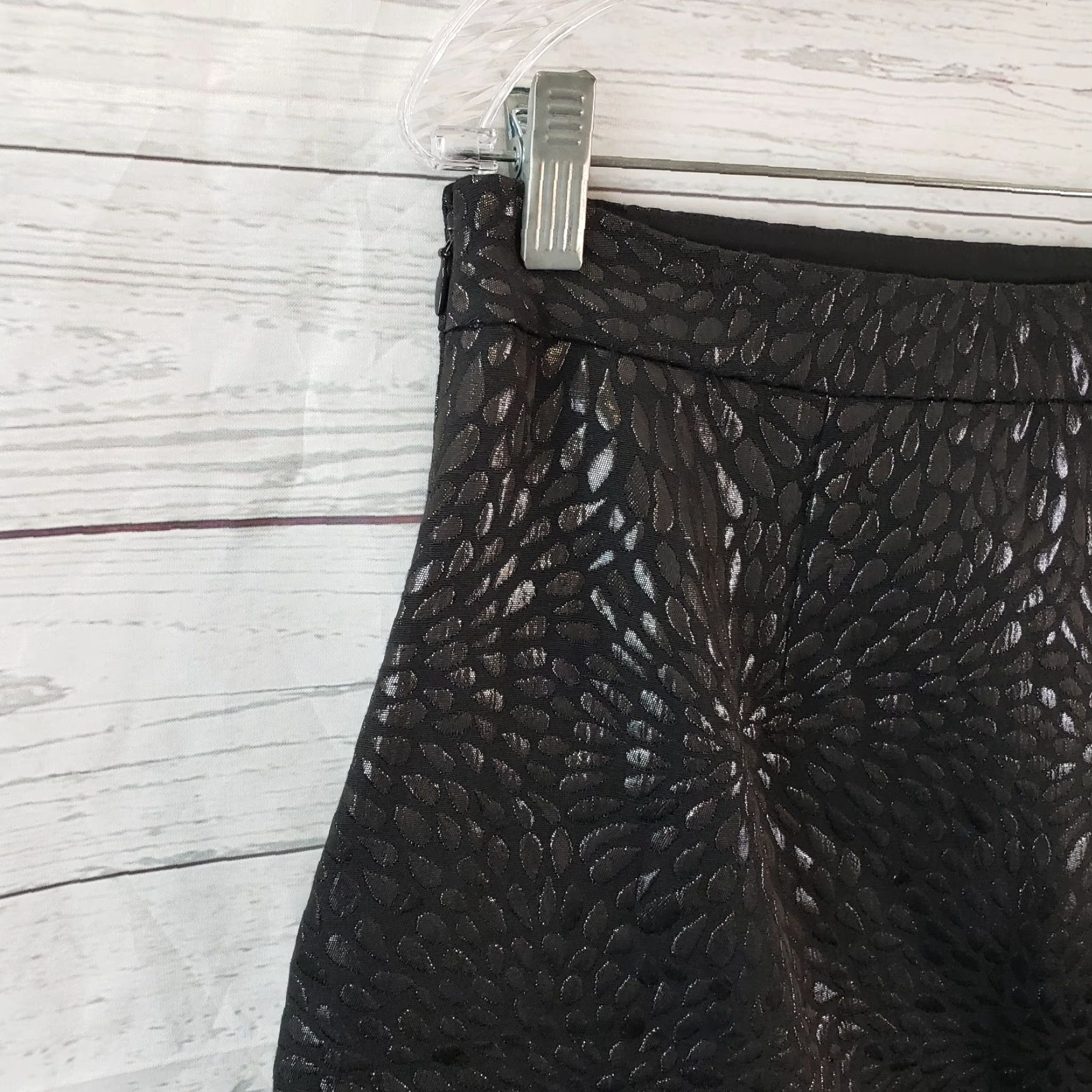 Loft Ann Taylor LOFT Womens Skirt Sz 8 Black Textured Side Zip Cotton Blend Size 30" / US 8 / IT 44 - 3 Thumbnail