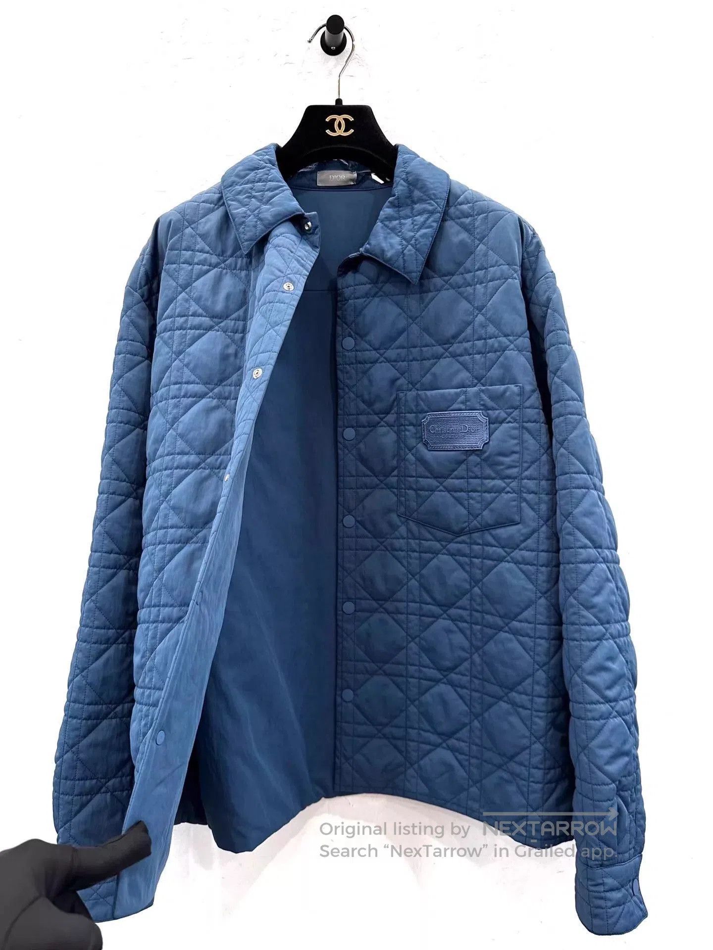 Dior Blue Quilted Button-Up Shirt. Size US M / EU 48-50 / 2 - 4 Thumbnail