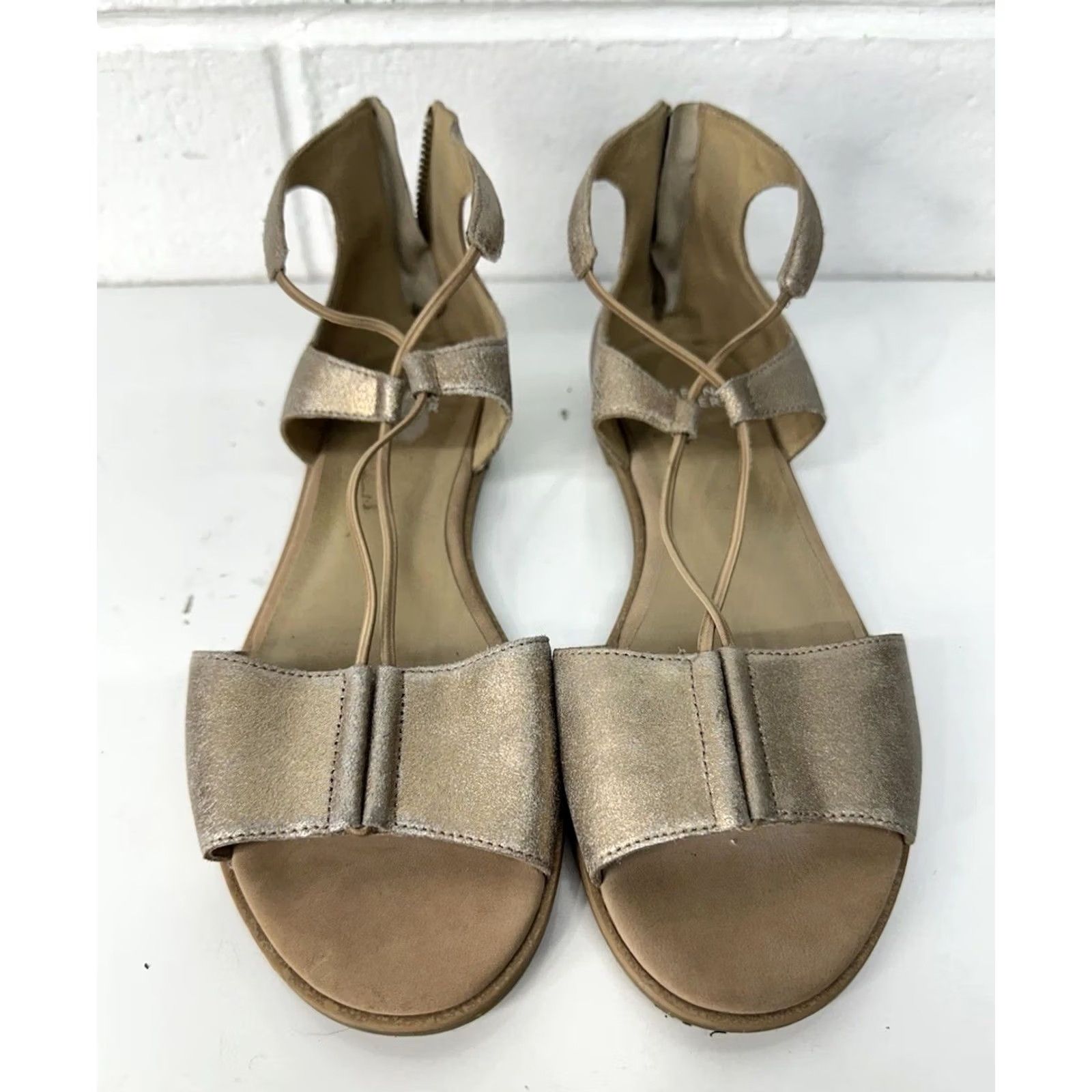 Eileen Fisher EILEEN FISHER Brown Leather Zipper Comfort FLAT SANDALS 9 Womens Size US 9 / IT 39 - 5 Thumbnail