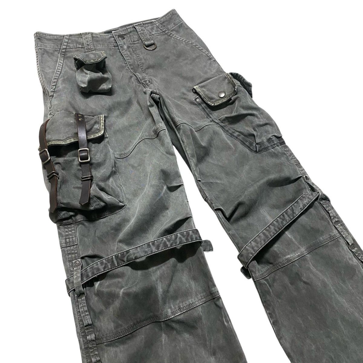 パンツ yasuyuki ishii canvas leather cargo pant yasuyuki ishii canvas leather cargo pant