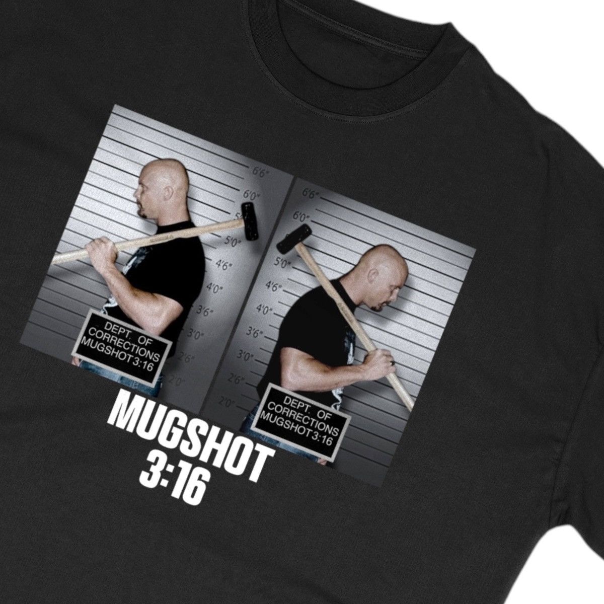 WWE Stone cold mugshot/hand cuff tee Size US XL / EU 56 / 4 - 3 Thumbnail