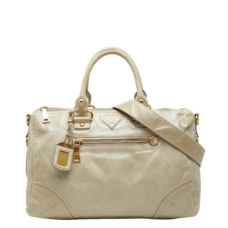 Prada Prada Triangle Logo Plate Leather 2way Bag Leather Shoulder Bag DUTY FREE for USA