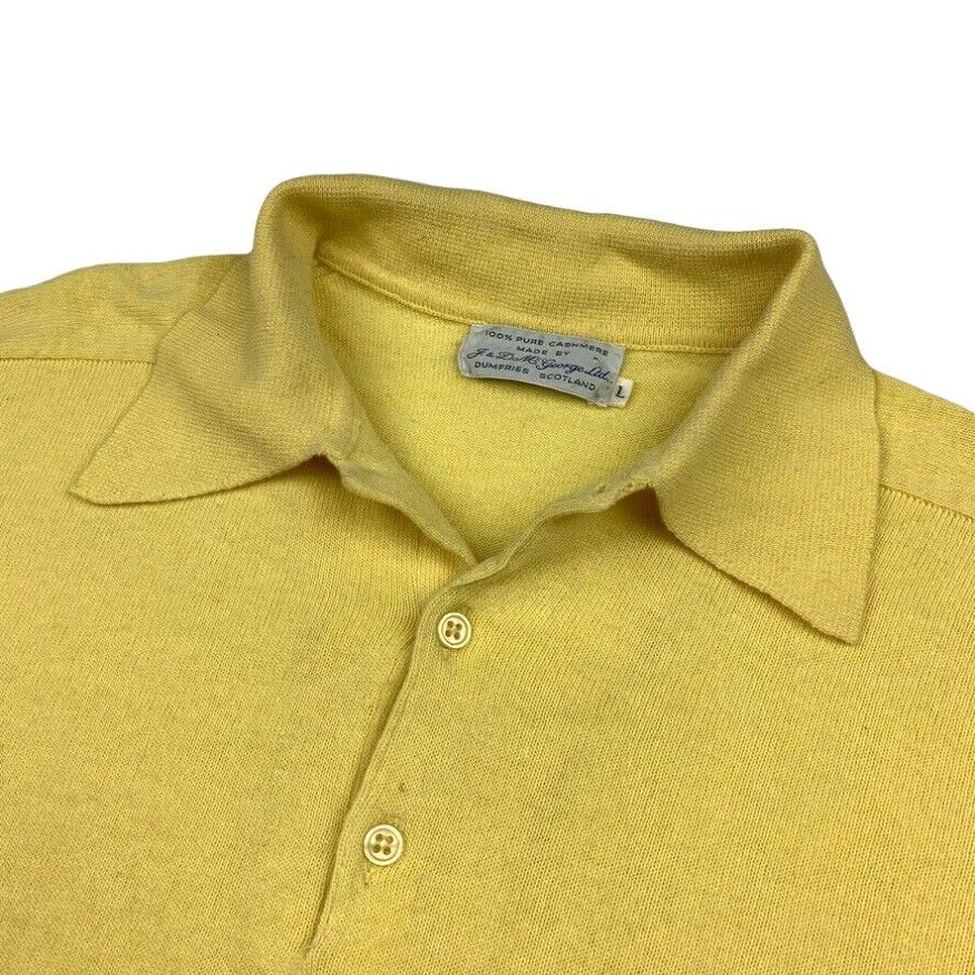 George J. & D.M. George Men’s 100% Cashmere Polo Sweater Yellow • LARGE ...