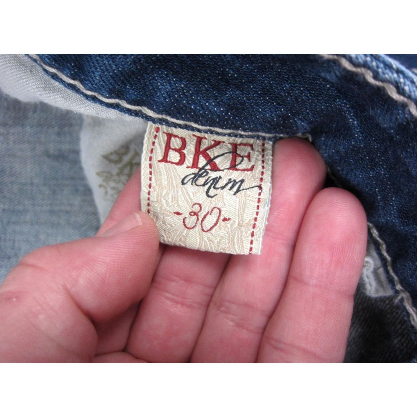 Vintage Buckle BKE Jeans Womens 30 x 25 Blue Madison Skinny Stretch Denim Distressed 90s Size 30" / US 8 / IT 44 - 4 Thumbnail