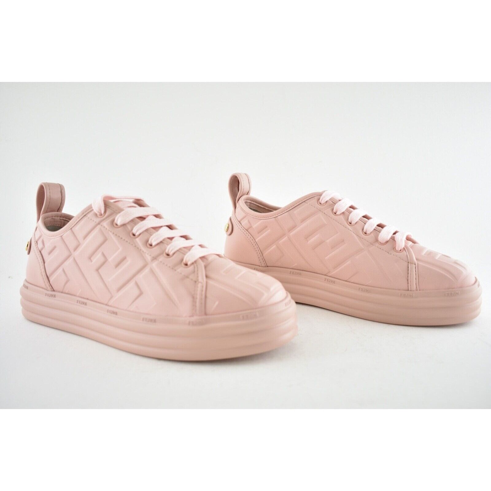 Fendi Rise Leather Embossed FF Logo Low Top Trainer Sneaker 37 Size US 7 / IT 37 - 4 Thumbnail