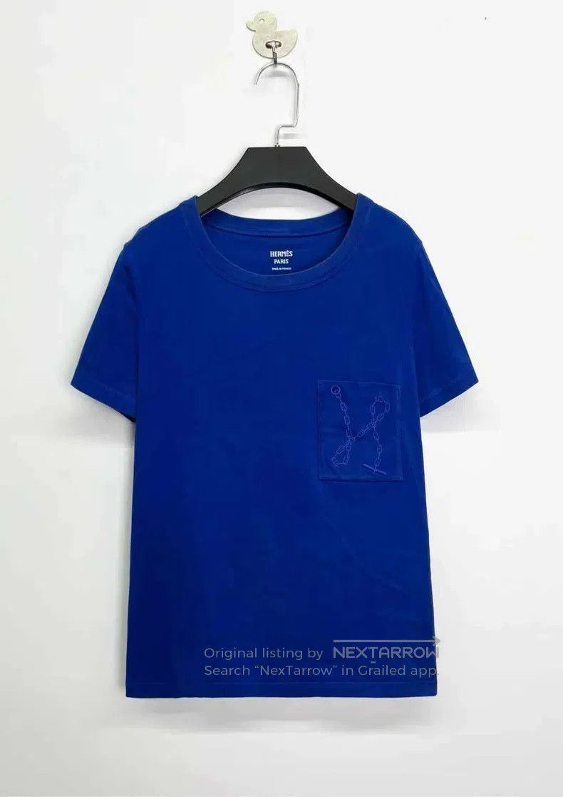 Hermes Blue Pocket Embroidered Short Sleeve