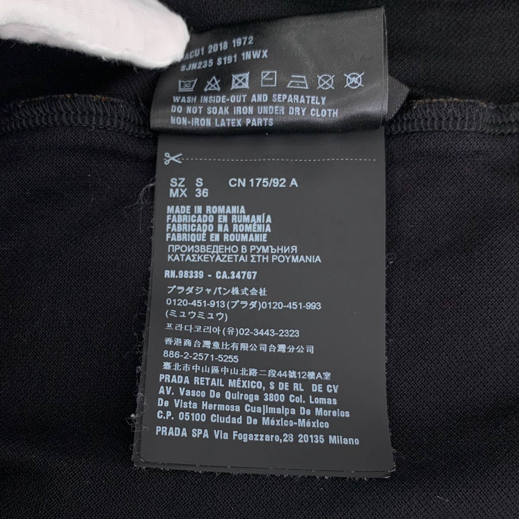 Prada Prada Mens Black Cotton Crewneck T-Shirt With Multicolor Col Size US S / EU 44-46 / 1 - 7 Thumbnail