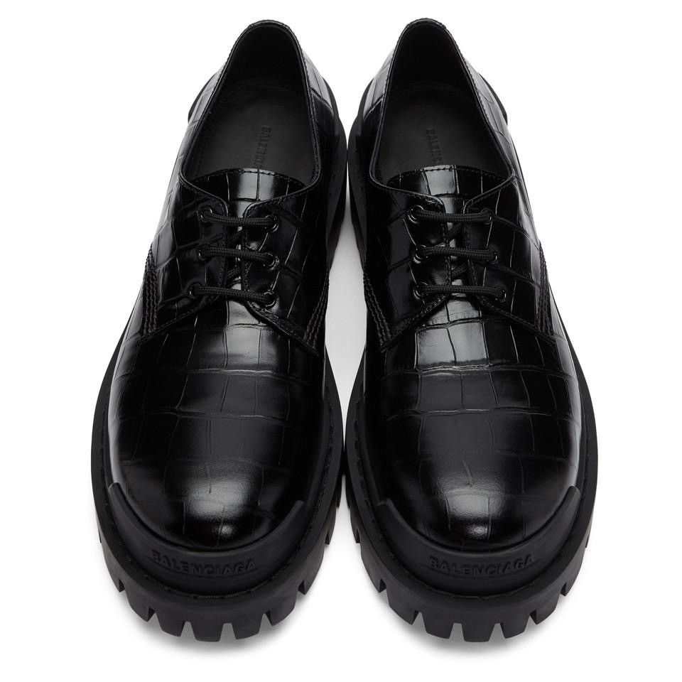 image of 1.4K ValueBalenciaga Croc Strike Derby Shoes in Black, Men's (Size 8)
