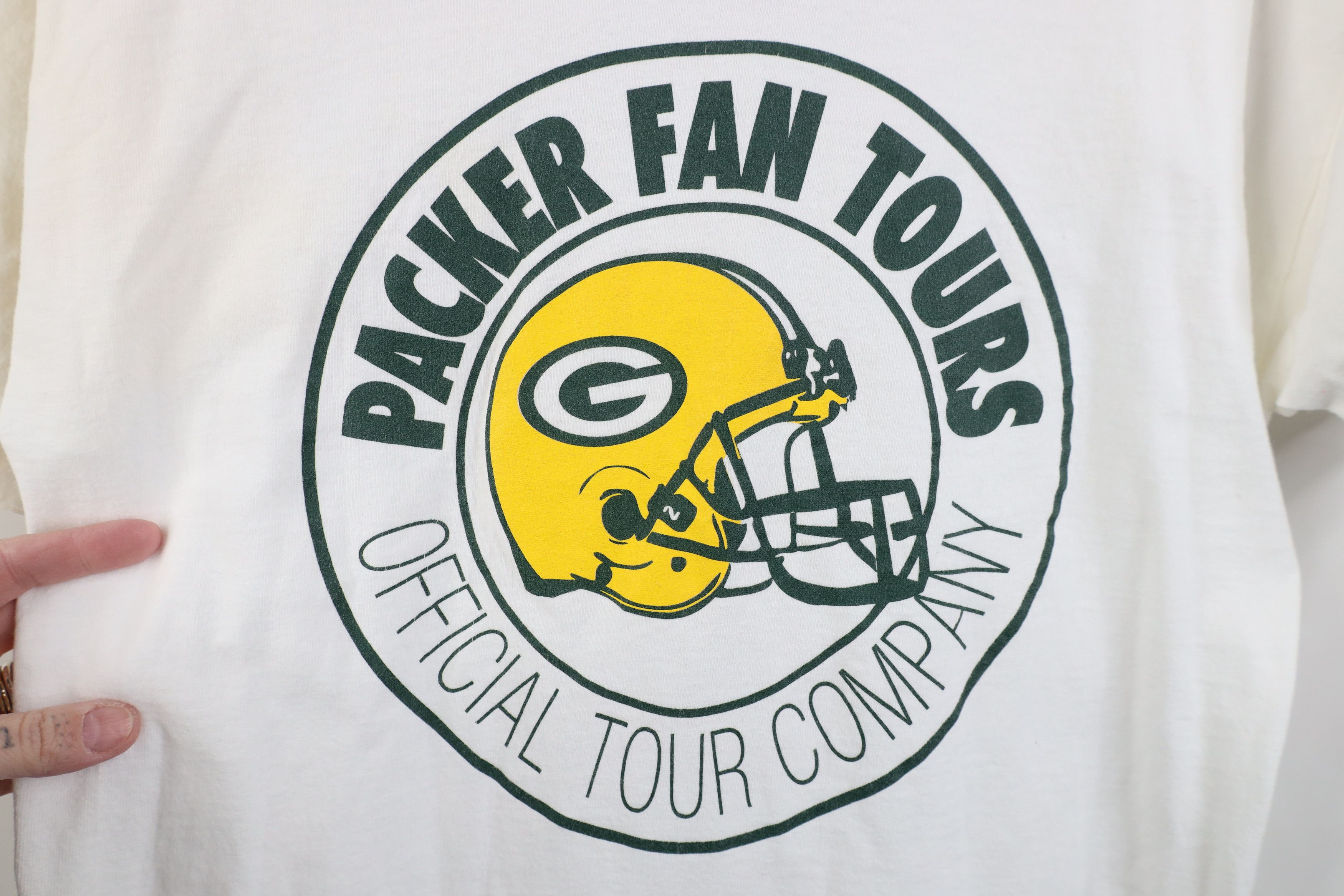 Vintage Vintage 90s Fan Tours Green Bay Packers Football T-Shirt Size US L / EU 52-54 / 3 - 4 Thumbnail