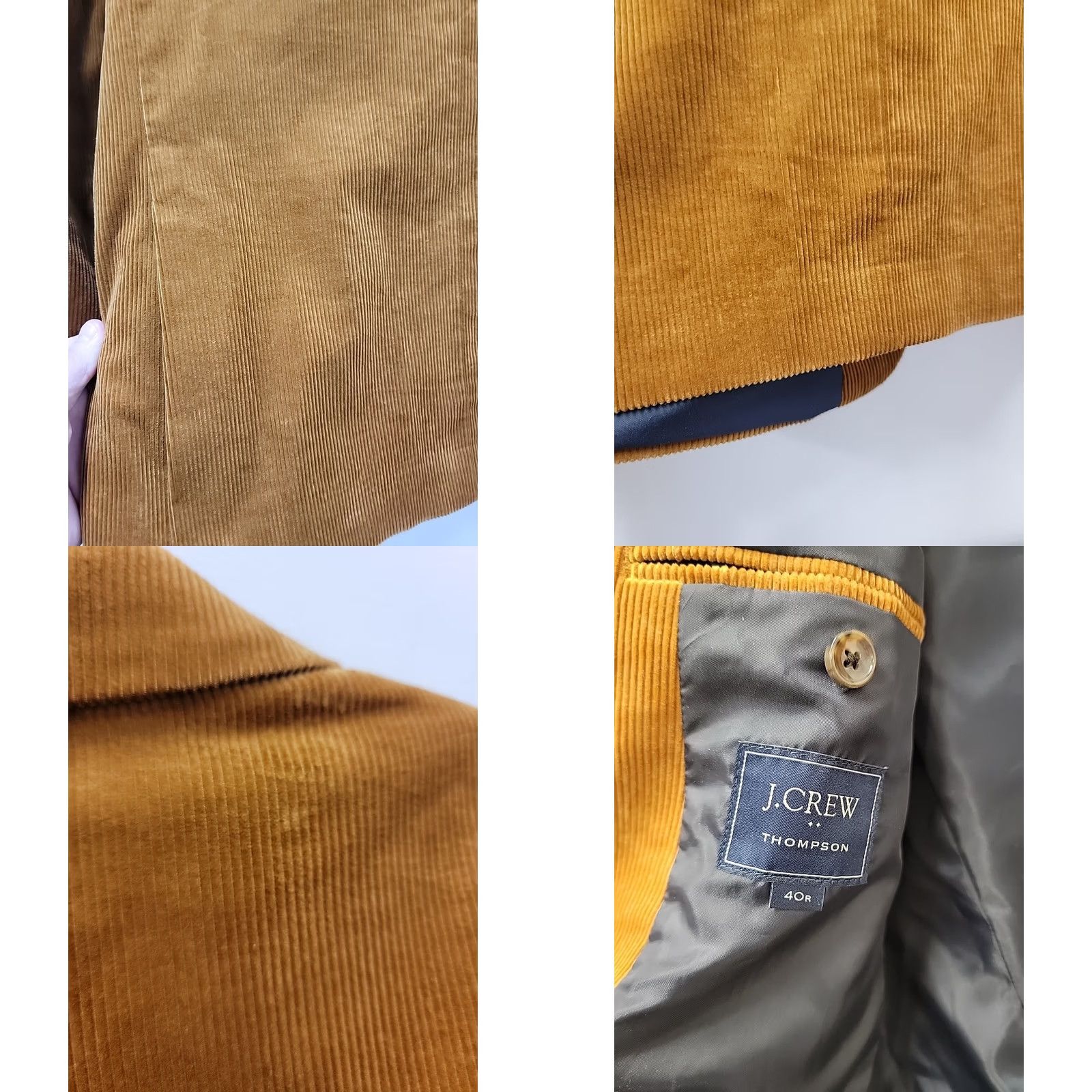 J.Crew J. Crew Blazer Cotton Corduroy Sport Coat Brown 40R Men Two-Button Chest 22 Regular Length 30 Vintage No Size 40R - 9 Thumbnail