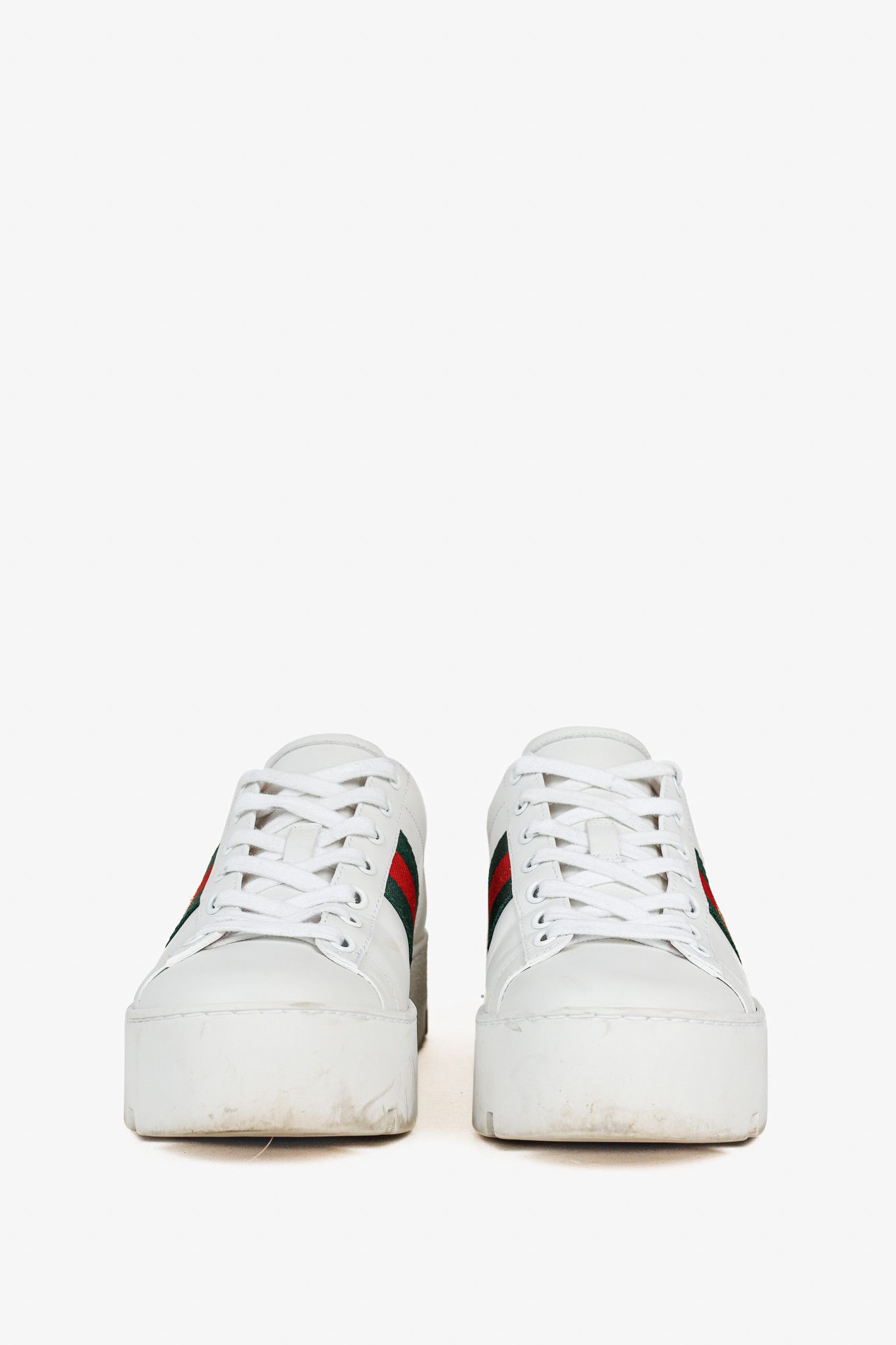 Gucci Gucci Ace White Leather Platform Sneakers Size US 7 / IT 37 - 2 Thumbnail