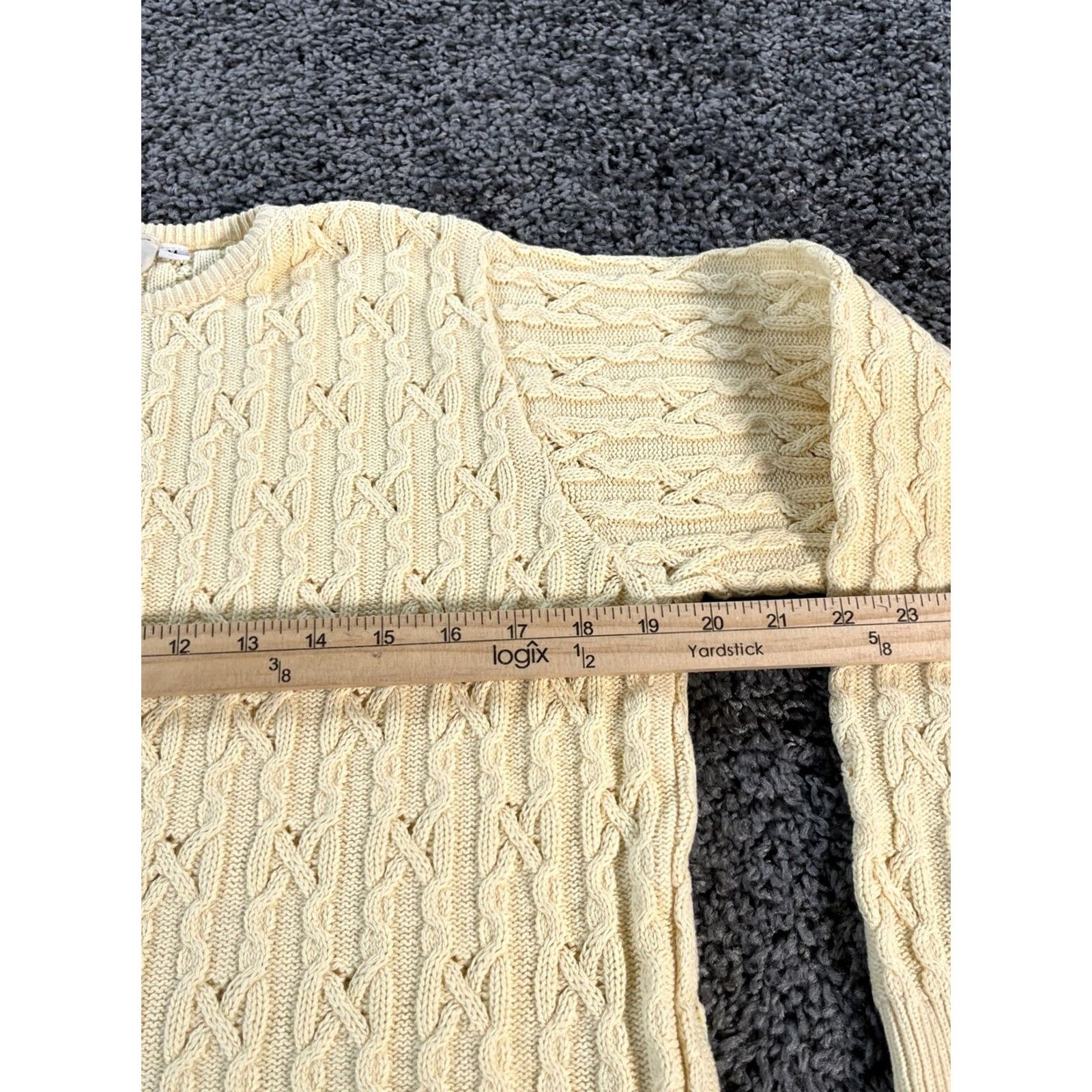 Orvis VINTAGE Orvis Sweater Casual Womens Medium Cable-Knit Crew Neck Yellow 90s Pullover Girls? Size M / US 6-8 / IT 42-44 - 3 Thumbnail