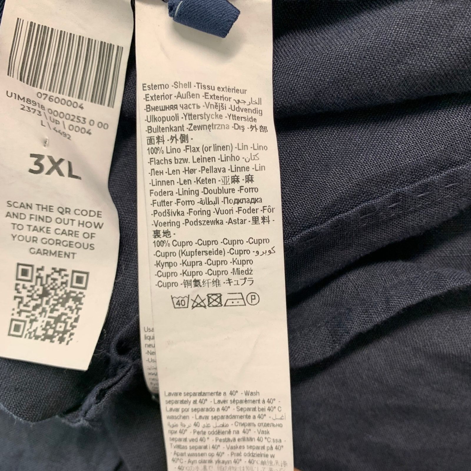 120% Lino 120% LINO Size 46 Navy Linen Notch Lapel Sport Coat Size 46R - 8 Thumbnail