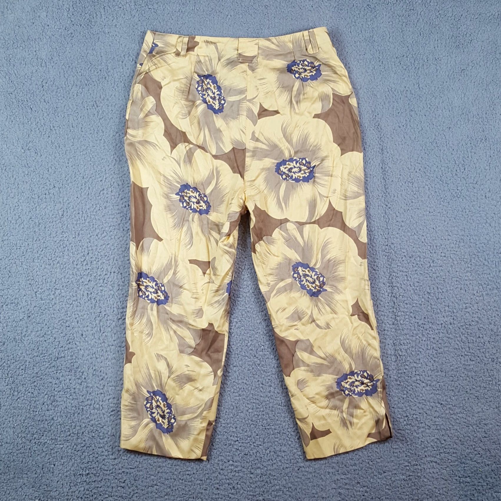 Vintage VINTAGE Jamie Sadock Yellow Floral Silk Capri Pants Relaxed Tapered Women's Size 8 Y2K Retro Bohemian Size 30" / US 8 / IT 44 - 4 Thumbnail