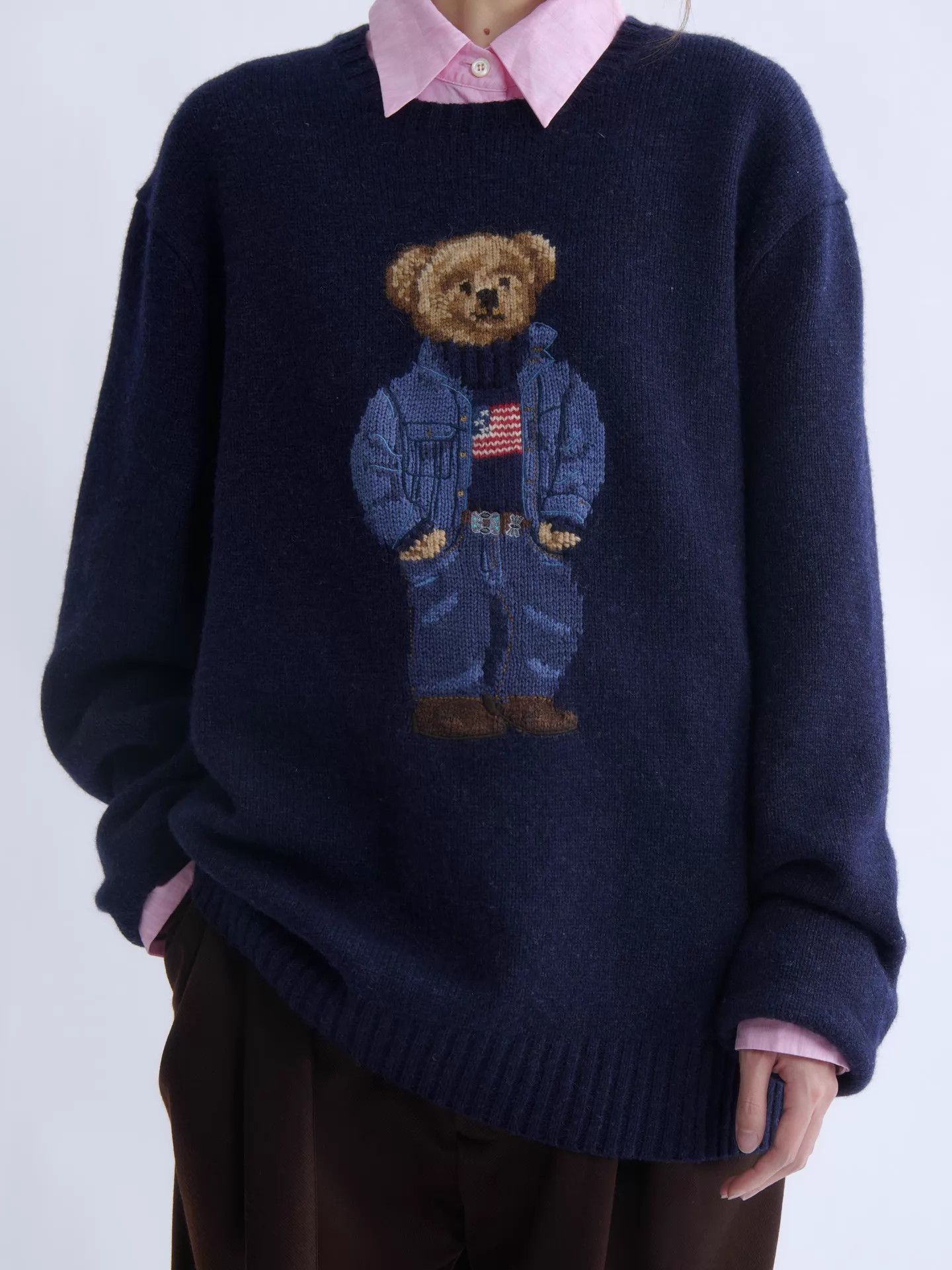 Polo Ralph Lauren POLO RALPH LAUREN Navy Polo Bear Wool Sweater XL Size US XL / EU 56 / 4 - 1 Thumbnail