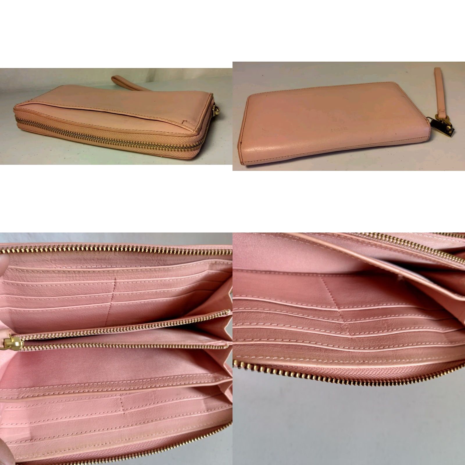 Fossil Fossil Wallet Clutch Leather Pink Dusty Rose Zip-Around Women Size ONE SIZE - 8 Thumbnail