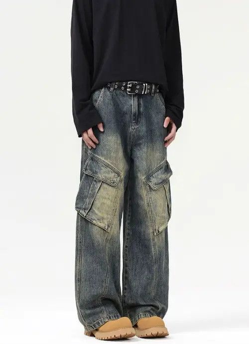 VIBE American street retro men's loose cargo baggy jeans Size US 32 / EU 48 - 7 Thumbnail