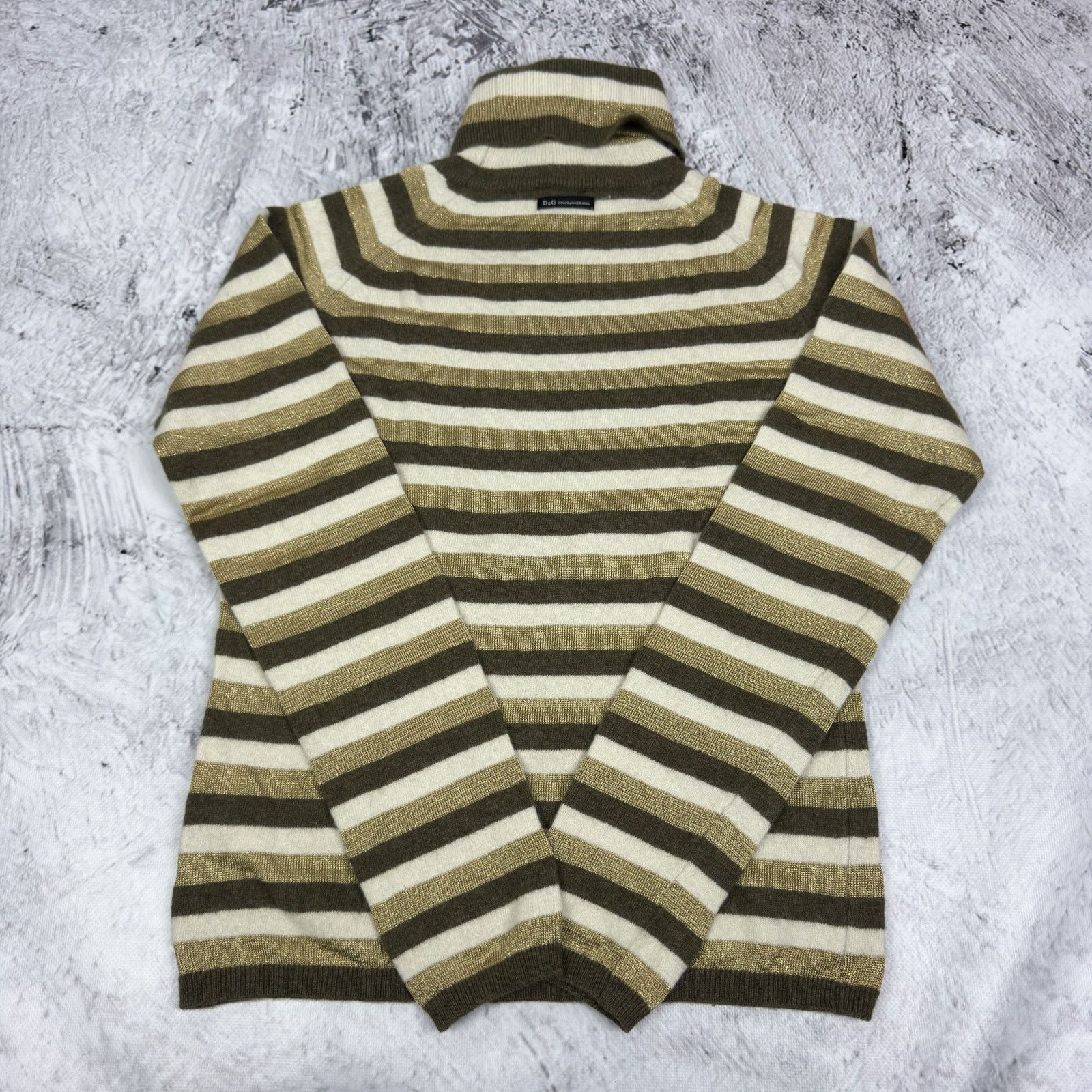 Dolce & Gabbana Dolce & Gabbana Womens Wool Striped Knit Turtle Neck Sweater Size L / US 10 / IT 46 - 9 Thumbnail