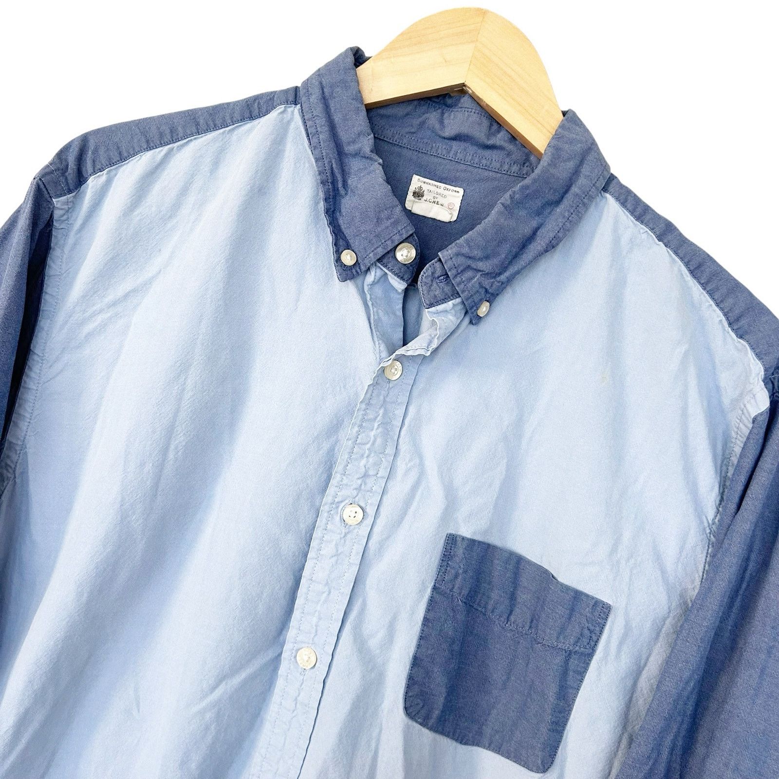 J.Crew J. Crew Sunwashed Oxford Two Tone Denim Button Down Sz XL Size US XL / EU 56 / 4 - 1 Thumbnail