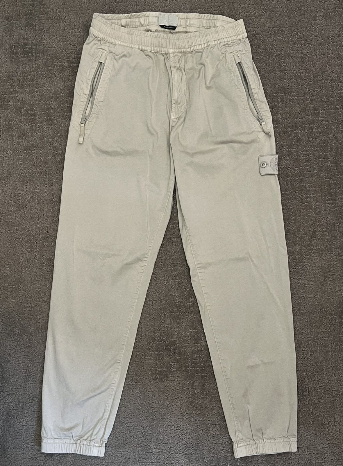 image of Stone Island Cream Nylon Metallic Runway Sweatpants, Men's (Size 30)