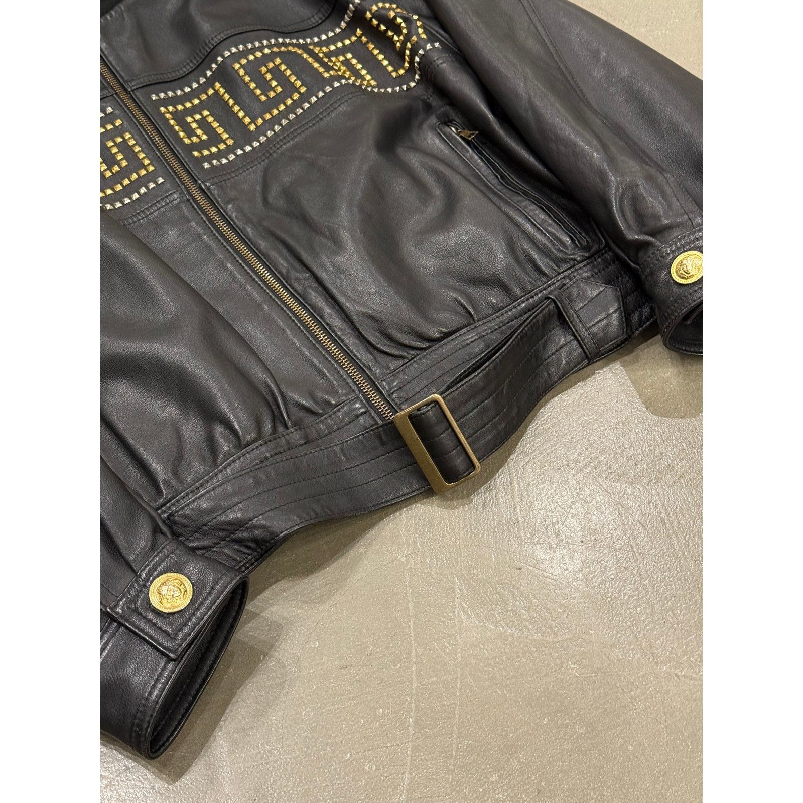 Versace 1990s Gianni Versace leather jacket with gold studs details Size US M / EU 48-50 / 2 - 5 Thumbnail