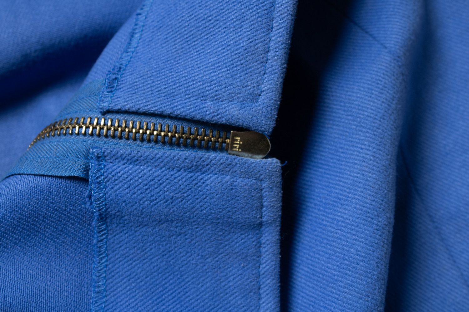 Celine Celine, blue cotton midi skirt with golden zippers Size 32" / US 10 / IT 46 - 6 Thumbnail