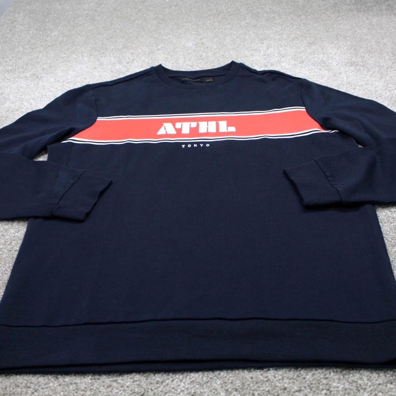 Vintage Piazza Italia Mens Large Blue/Orange 100% Cotton Long Sleeve Crew Neck Shirt Size US L / EU 52-54 / 3 - 2 Thumbnail