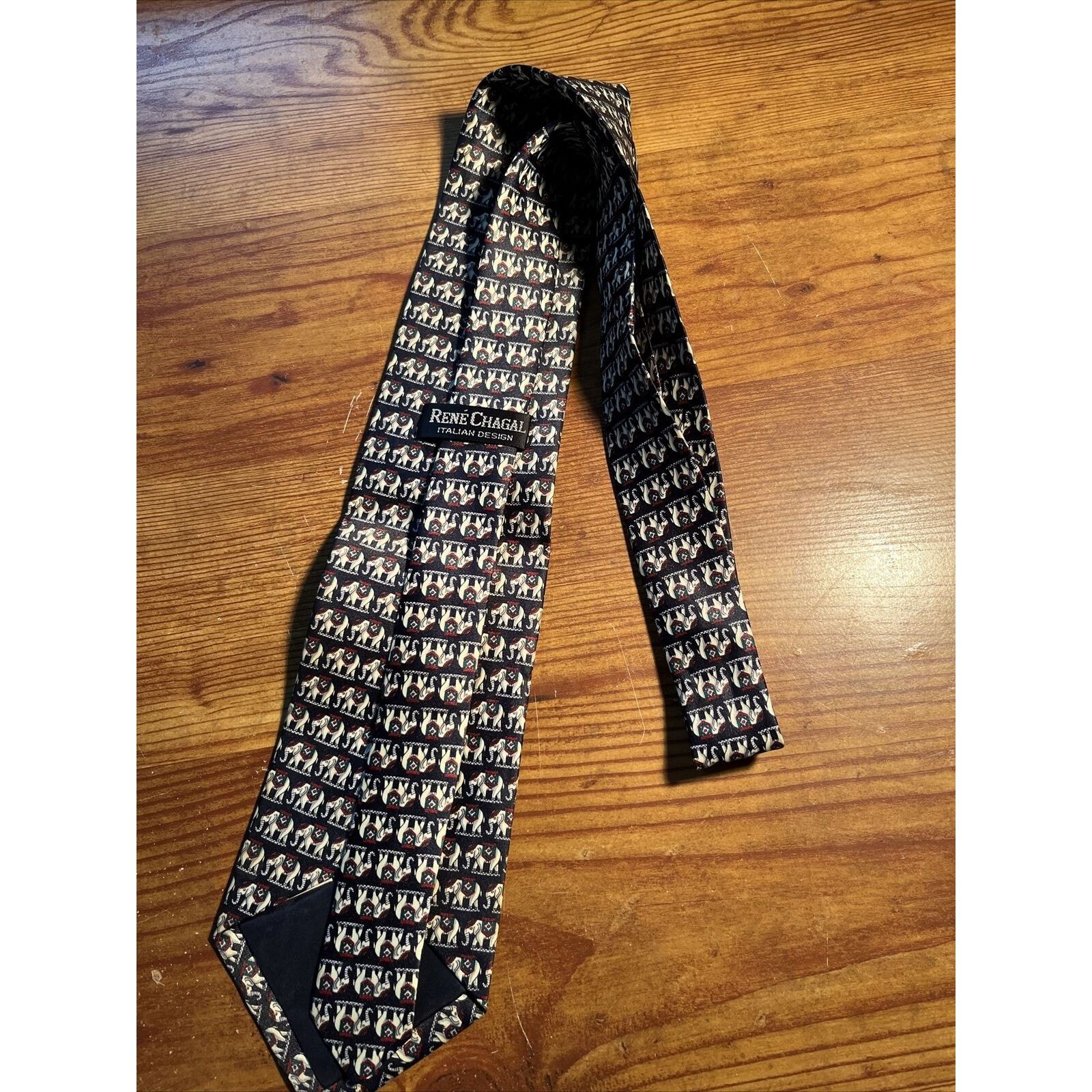 Other René Chagal India Elephants Men's Silk Necktie Italian Blue Size ONE SIZE - 5 Thumbnail
