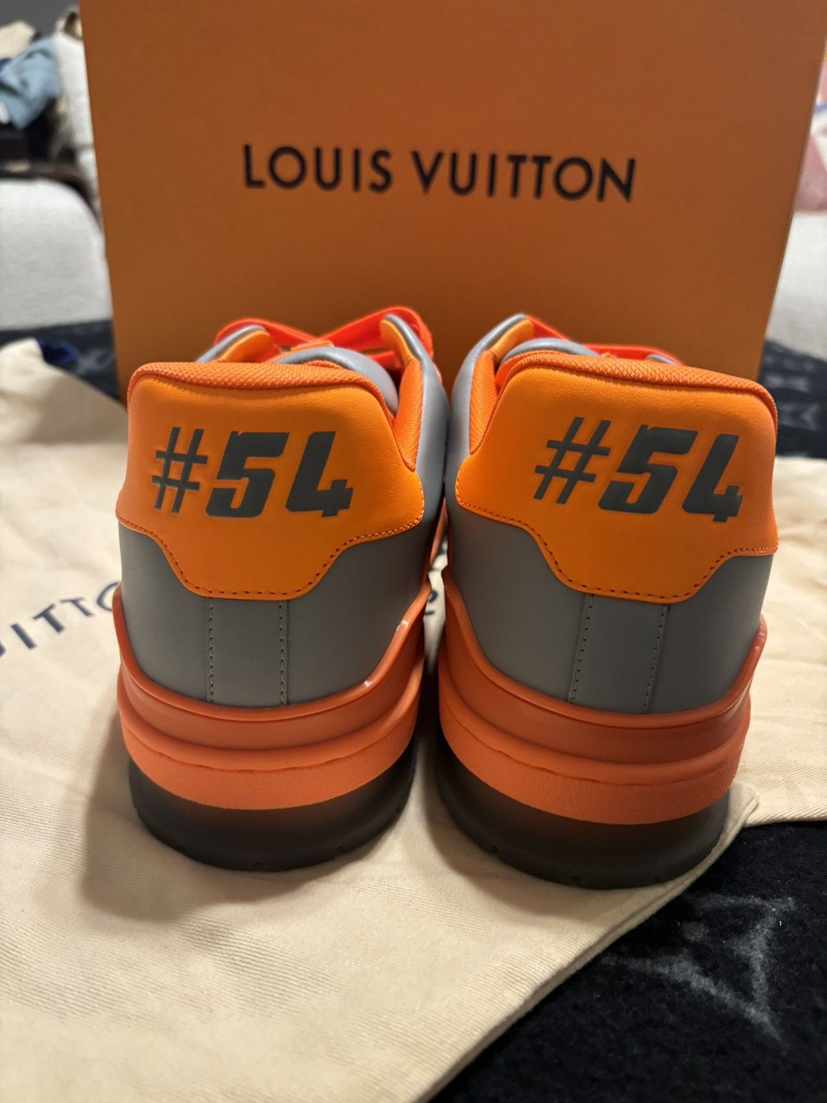 Louis Vuitton Louis Vuitton Trainer Sneaker #54 mini monogram orange/gray Size US 11 / EU 44 - 5 Thumbnail