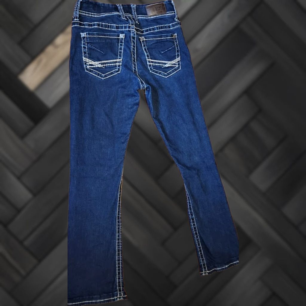 Vintage Buckle BKE Dakota Jeans Women's Dark Blue Denim Straight 26 Hemmed 27x30 5-Pocket Embroidered Size 26" / US 2 / IT 38 - 1 Thumbnail