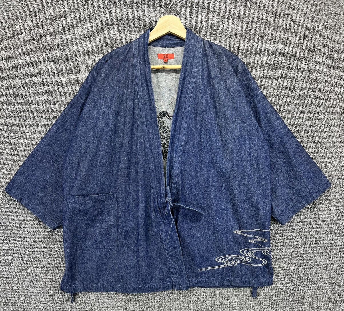 Japanese Brand Vintage Japanese Koi Fish Embroidered Denim Kimono Jacket Size US L / EU 52-54 / 3 - 4 Thumbnail