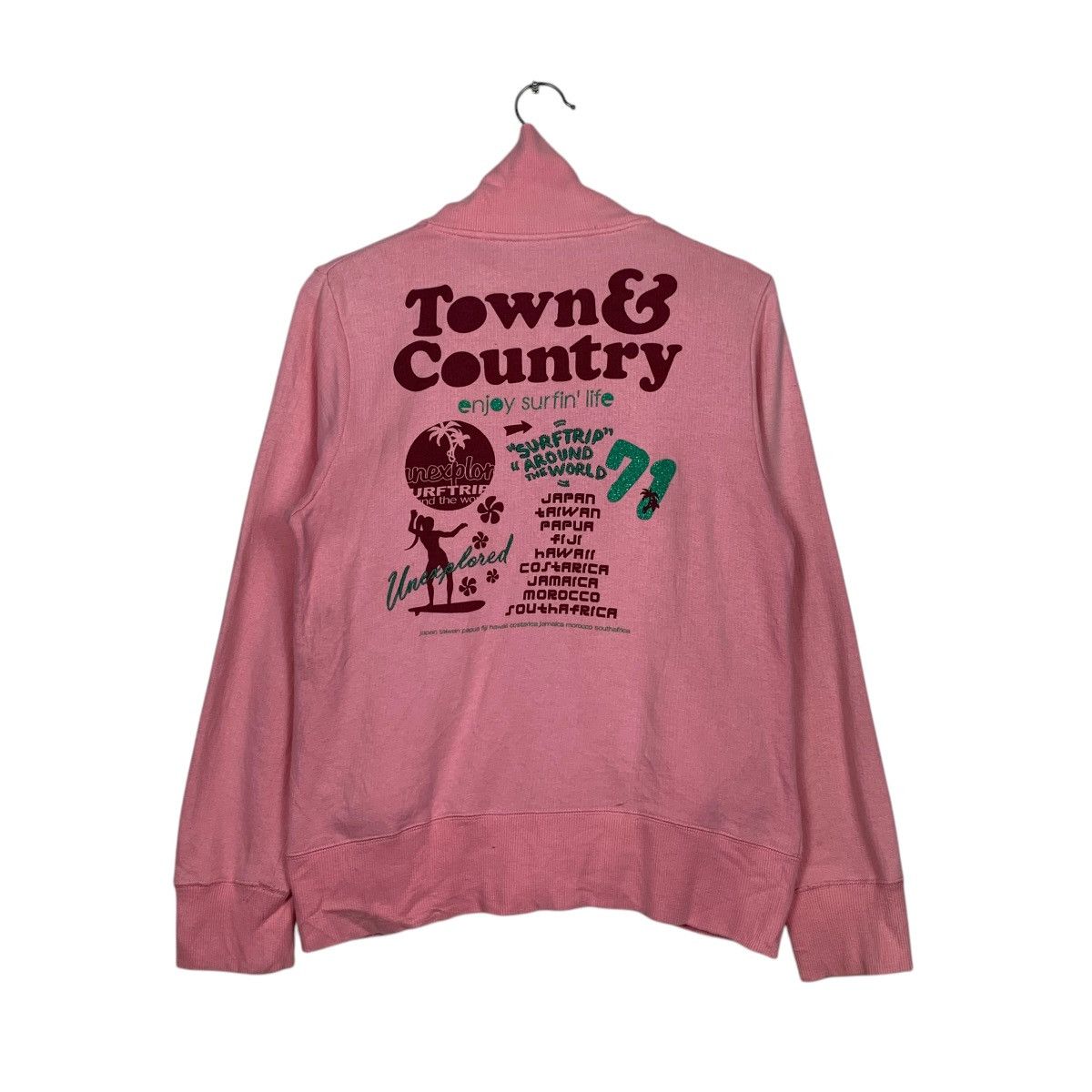 Japanese Brand TOWN & COUNTRY Big Logo Pink Sweater Jacket #1597-C71 Size L / US 10 / IT 46 - 7 Thumbnail