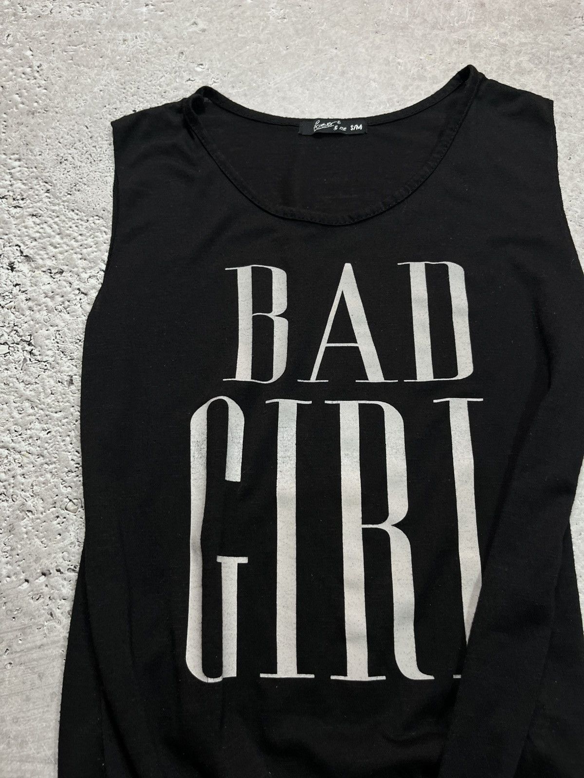 Other Y2K Black Sleeveless Top Bad Girl Print Knot Hem S/M Size S / US 4 / IT 40 - 6 Thumbnail