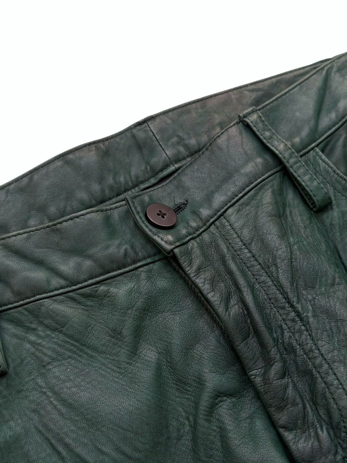 Ann Demeulemeester $1695 Green Leather Trouser Size US 34 / EU 50 - 5 Thumbnail