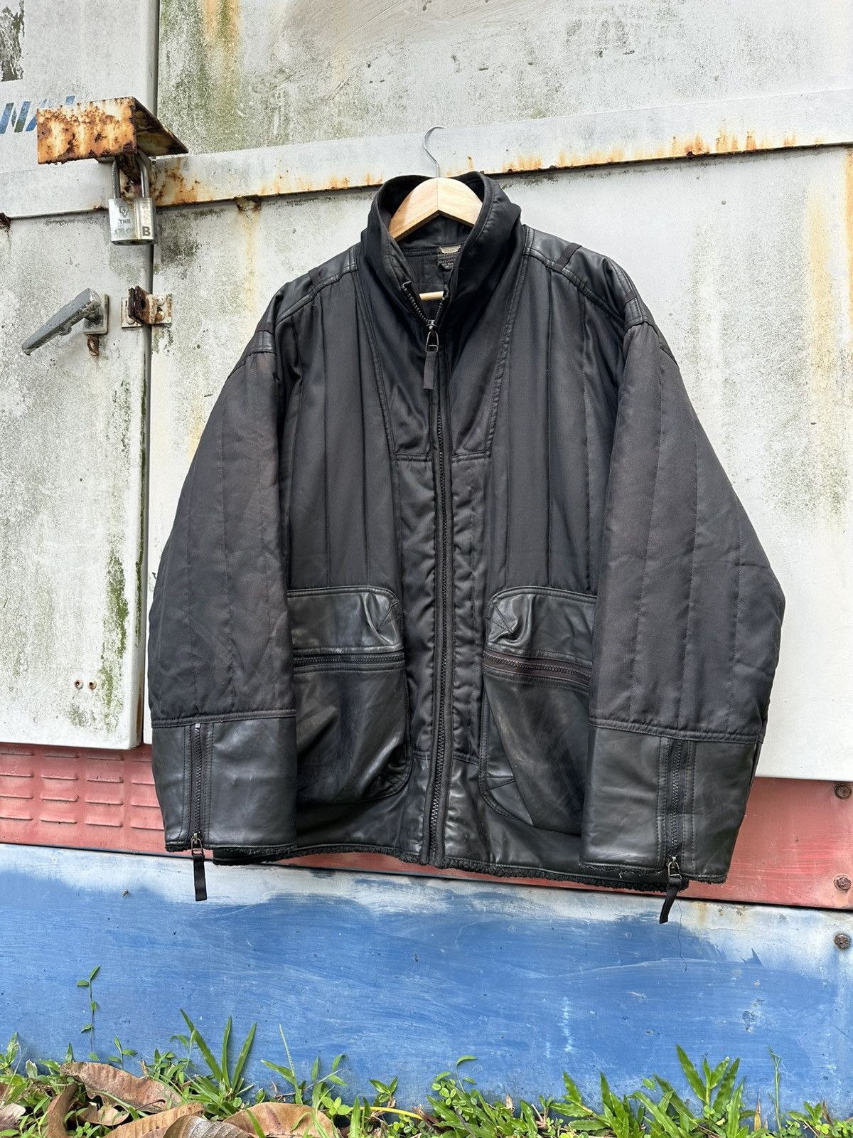 Vintage 👹Vintage Koogi Mix Leather Oversized Bomber Jacket Size US XL / EU 56 / 4 - 5 Thumbnail