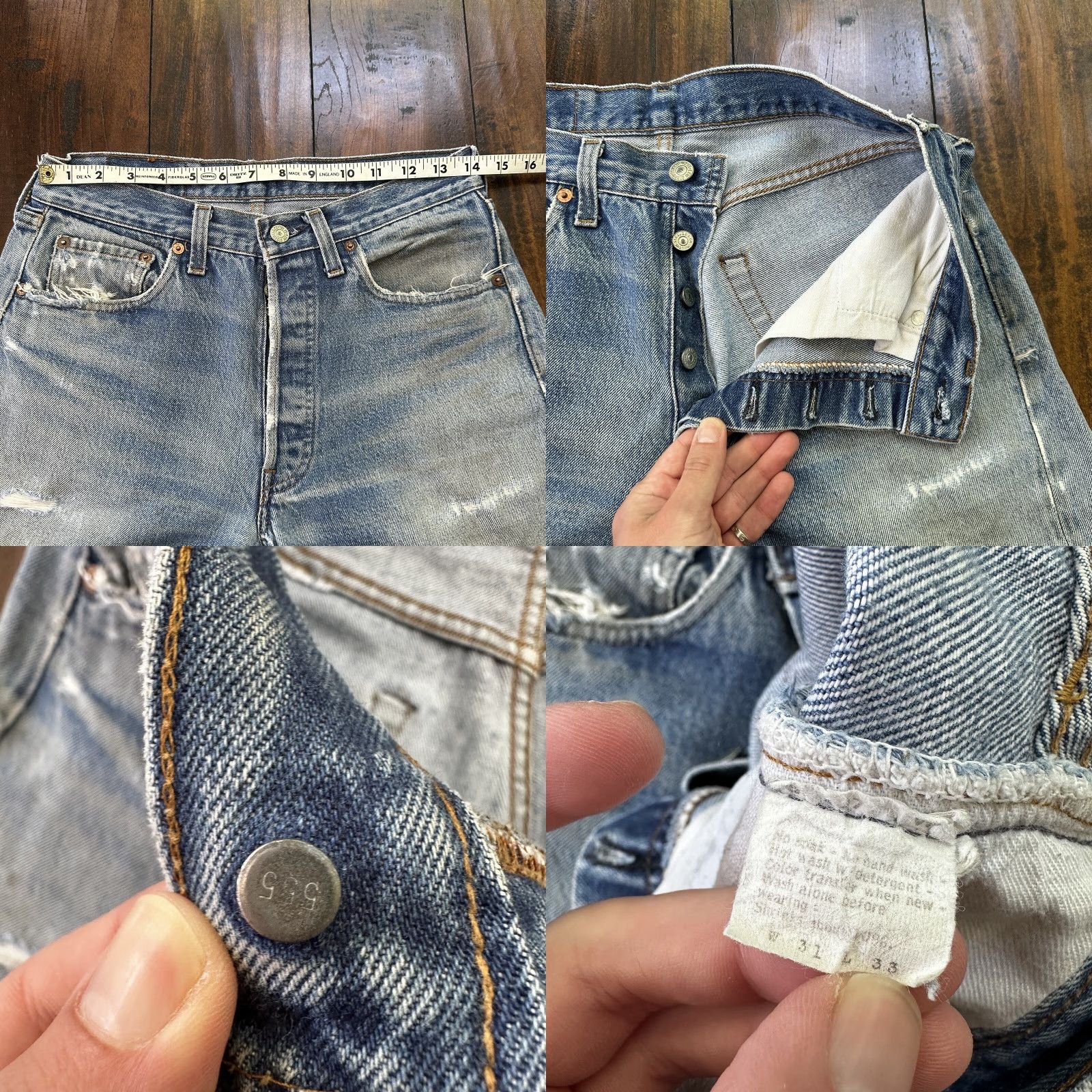 Levi's VINTAGE Levi's 501 XX Jeans Light Wash 31x33 USA 80s Blue Distressed Mens Size US 31 - 8 Thumbnail