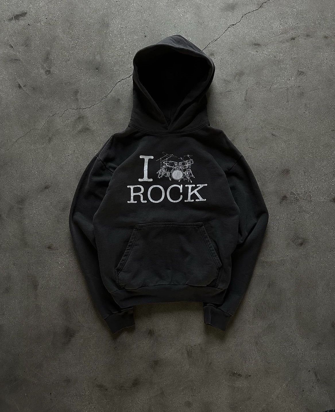 Pre-owned Basketcase Gallery Basketcase “i Rock” Hoodie In Black