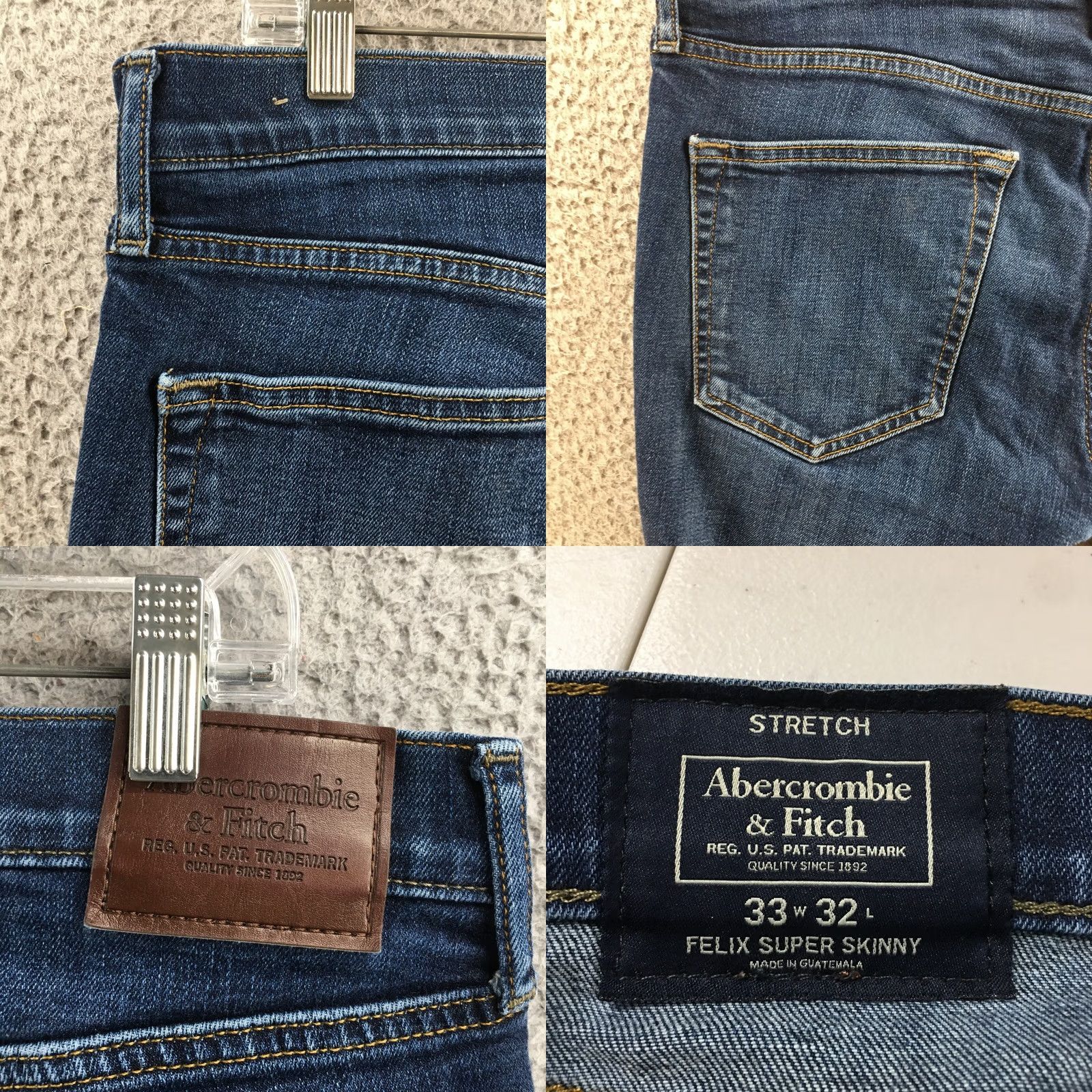 Abercrombie & Fitch Abercrombie & Fitch Skinny Jeans Mens 33x32 Blue Midrise Zip Slim Denim 5-Pocket Size US 33 - 9 Thumbnail