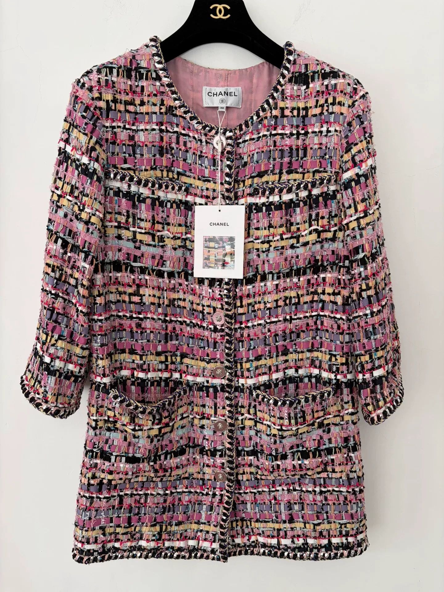 Chanel Chanel Pink Mixed Knit Mid-Length Coat Size US S / EU 44-46 / 1 - 1 Thumbnail
