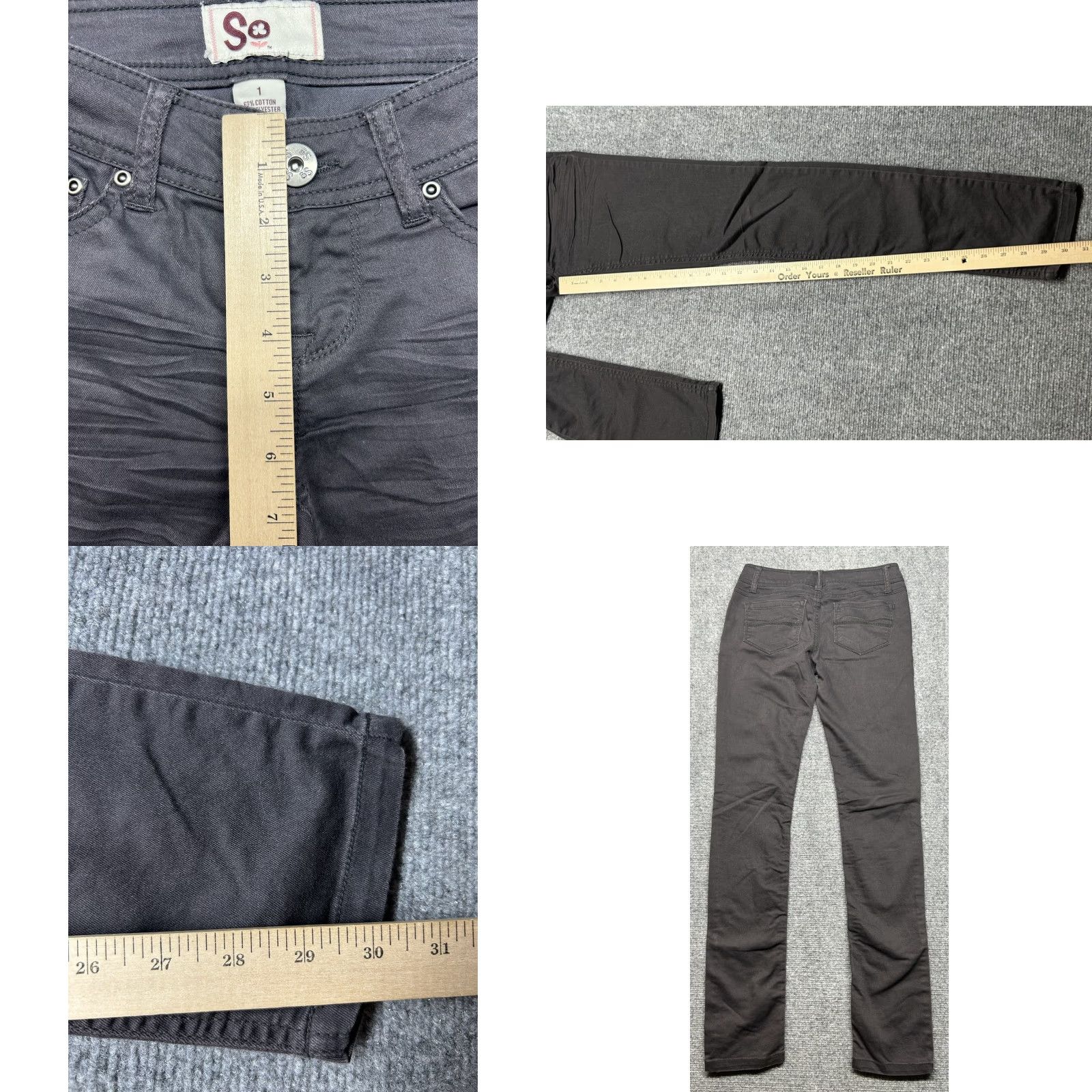 Denime SO Skinny Jeans Jeans Womens 1 Black Stretch Mid Rise Denim Slim Fit Classic Casual Pants Size 25" / US 0 / IT 36 - 8 Thumbnail